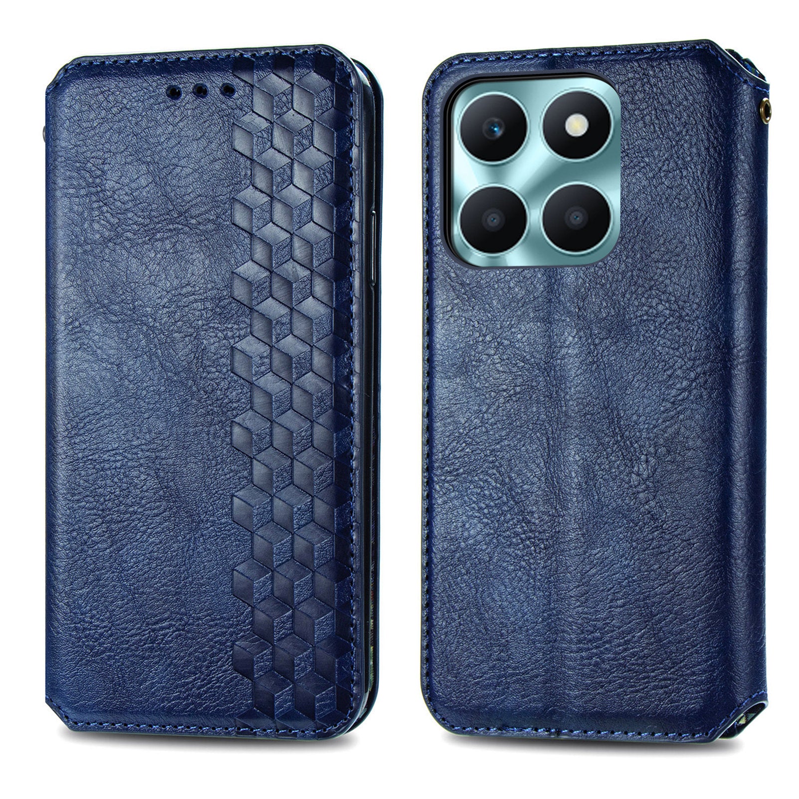 For Honor X6a 4G Phone Cover Rhombus Imprinted PU Leather Wallet Support Stand Case