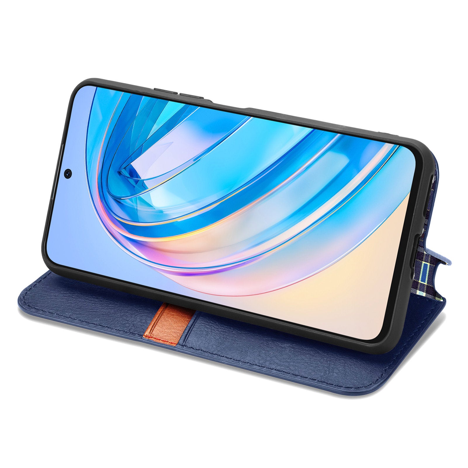For Honor X6a 4G Phone Cover Rhombus Imprinted PU Leather Wallet Support Stand Case