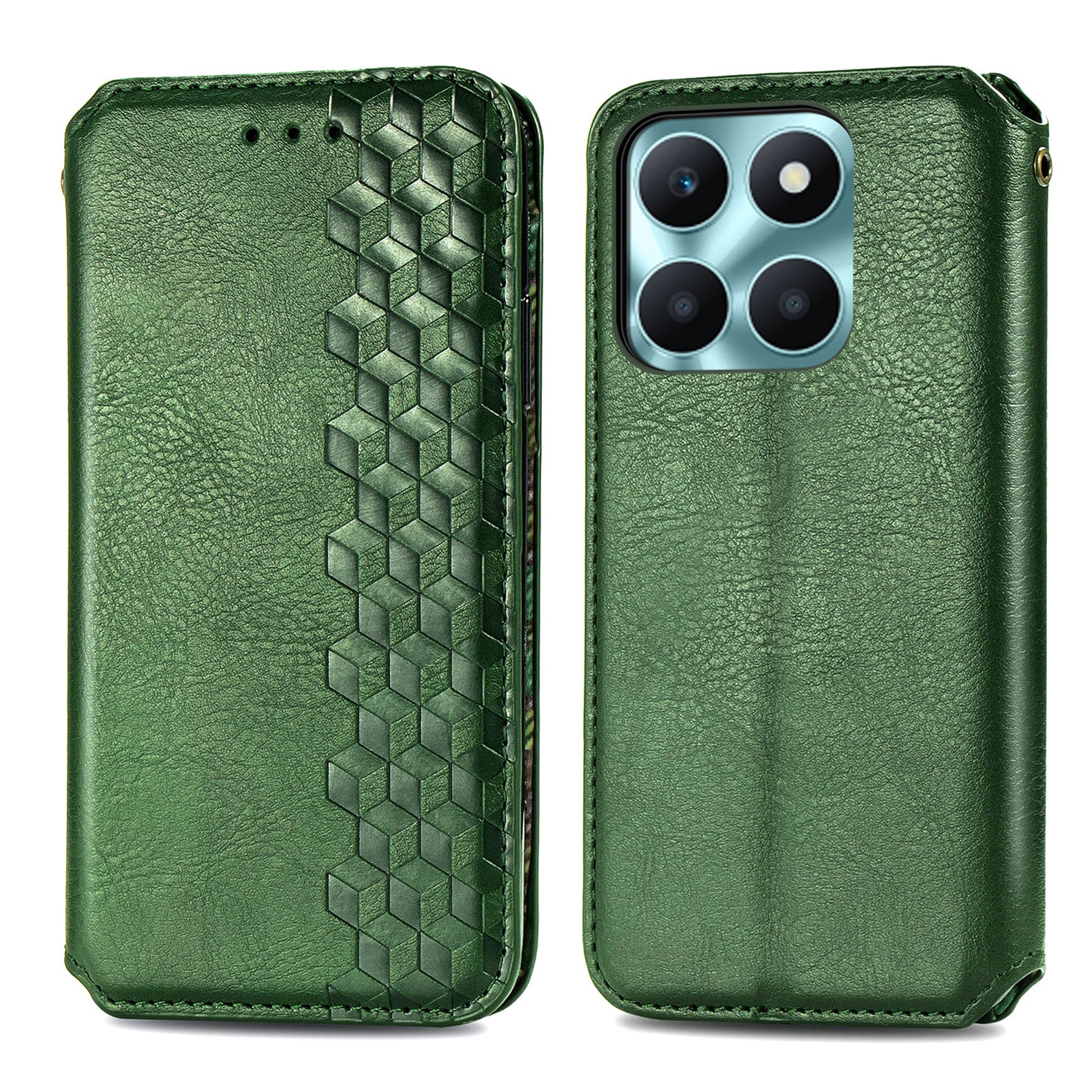 For Honor X6a 4G Phone Cover Rhombus Imprinted PU Leather Wallet Support Stand Case