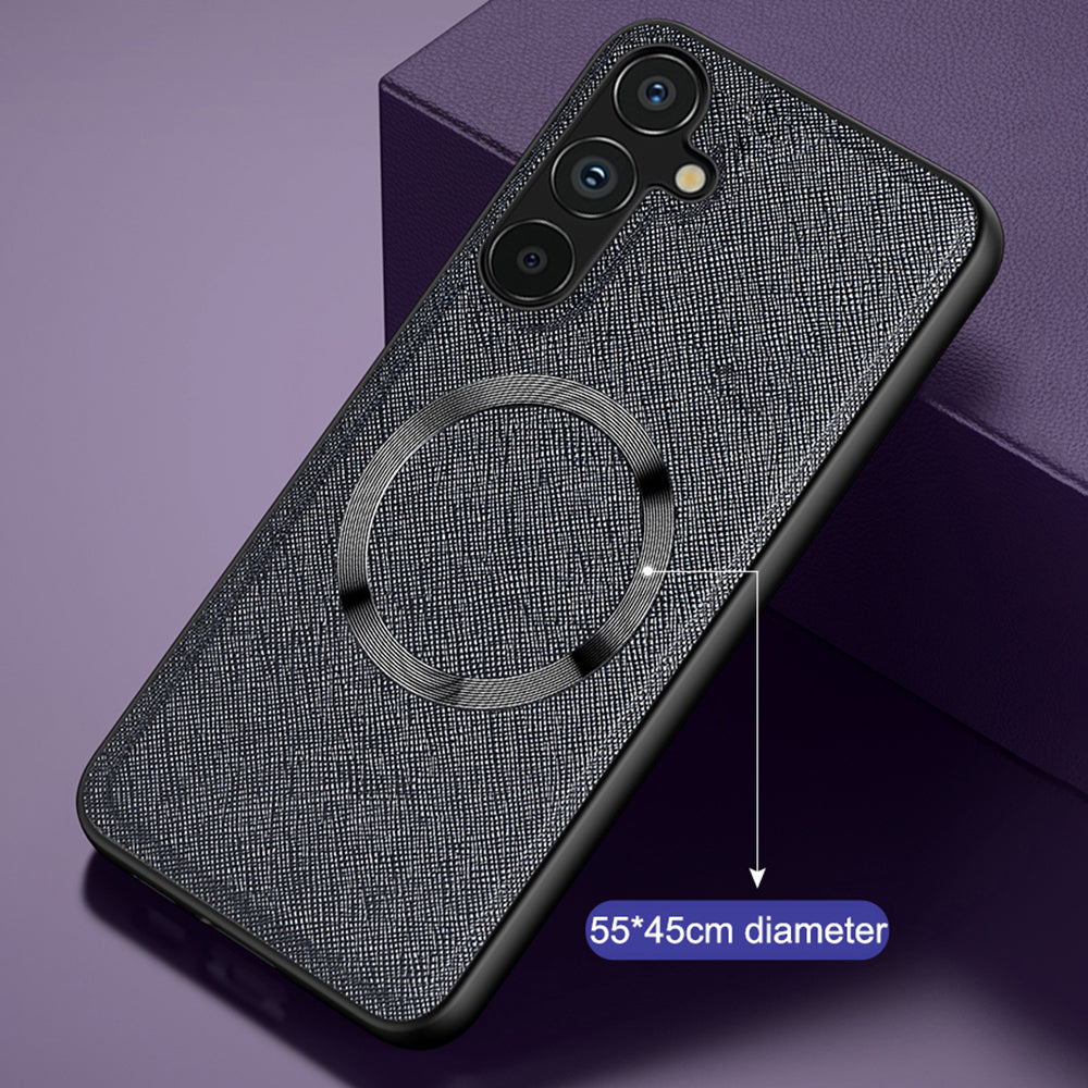 For Samsung Galaxy A15 4G / 5G Magnetic Case Cross Texture Leather Coated TPU Phone Cover