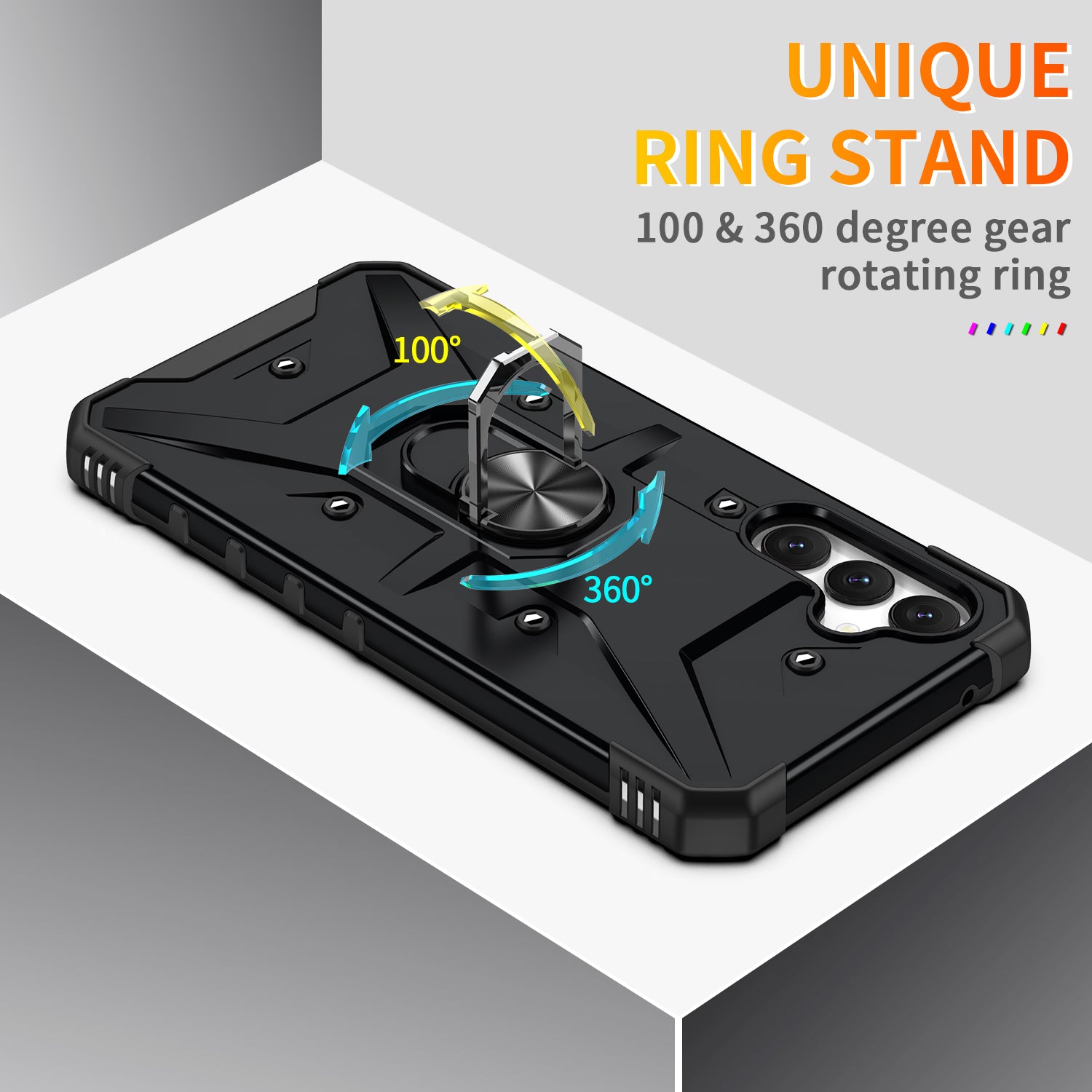 For Samsung Galaxy S24+ Case PC+ TPU Anti-drop Phone Cover with Ring Kickstand