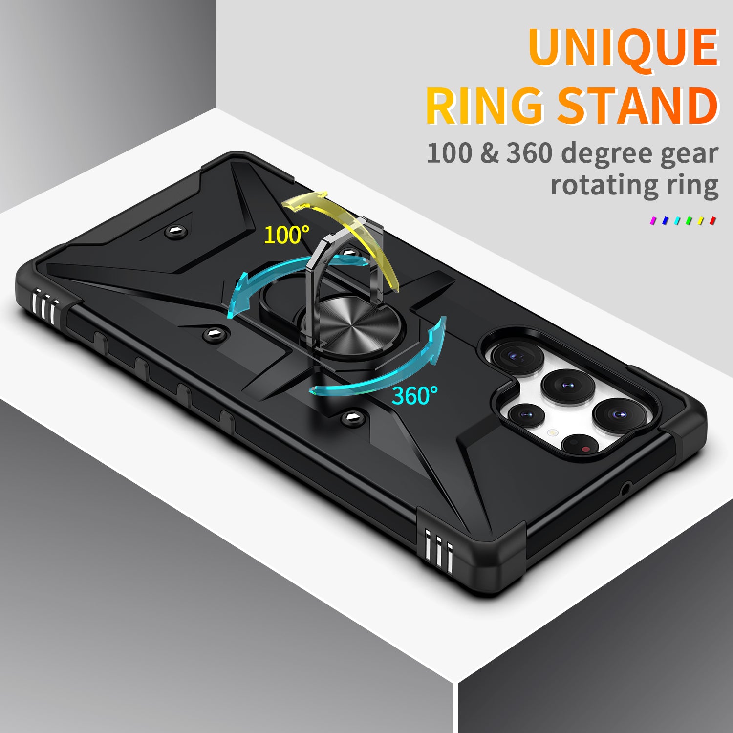 For Samsung Galaxy S24 Ultra Case PC+ TPU Hybrid Phone Cover with Ring Holder Kickstand