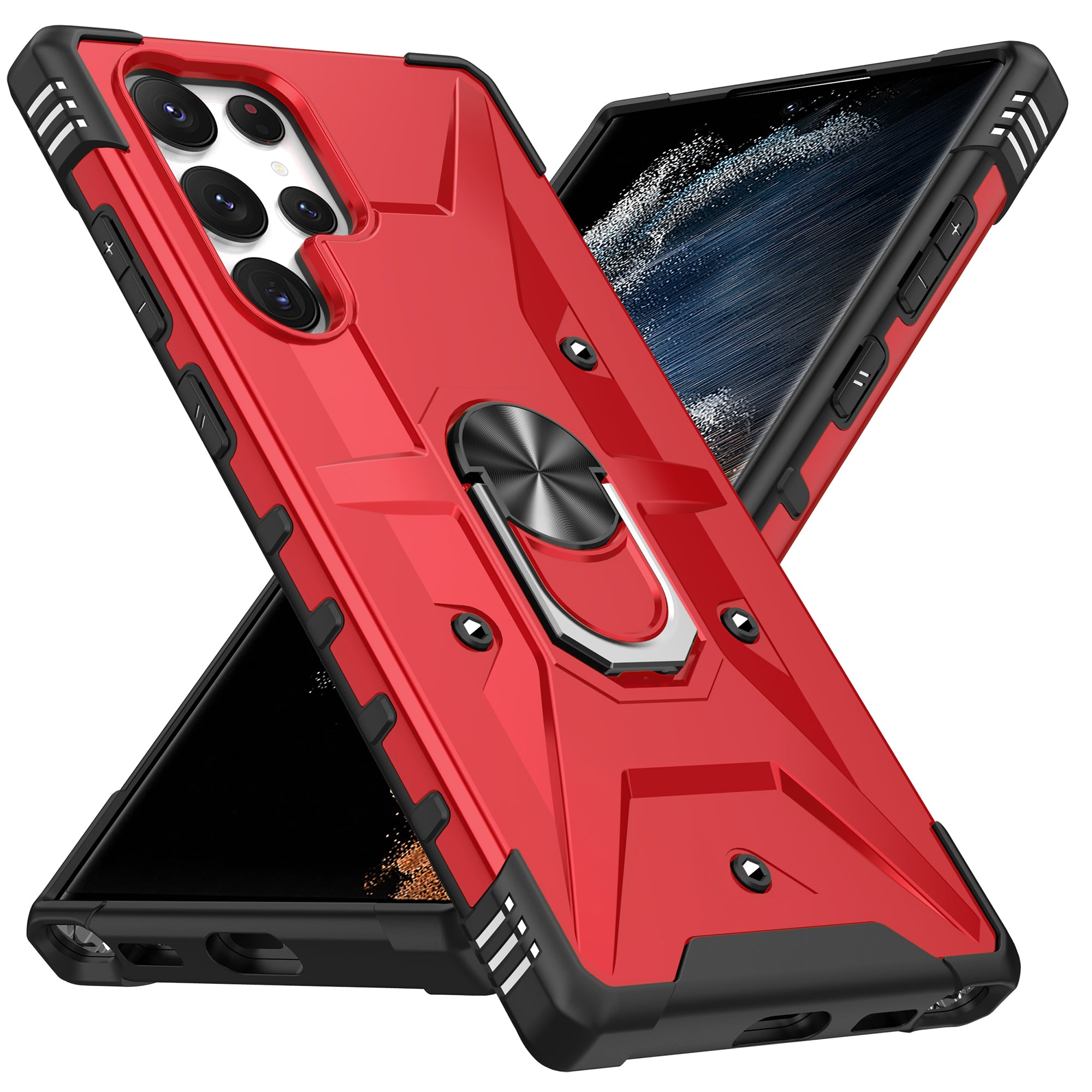 For Samsung Galaxy S24 Ultra Case PC+ TPU Hybrid Phone Cover with Ring Holder Kickstand