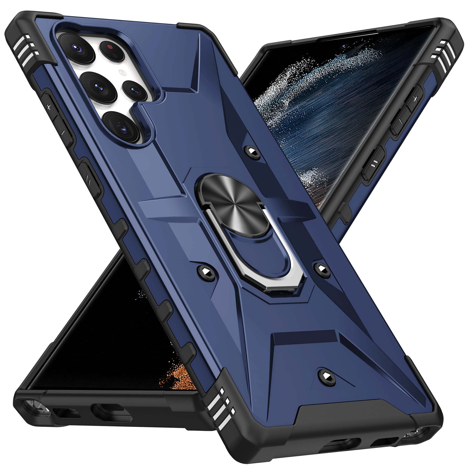 For Samsung Galaxy S24 Ultra Case PC+ TPU Hybrid Phone Cover with Ring Holder Kickstand