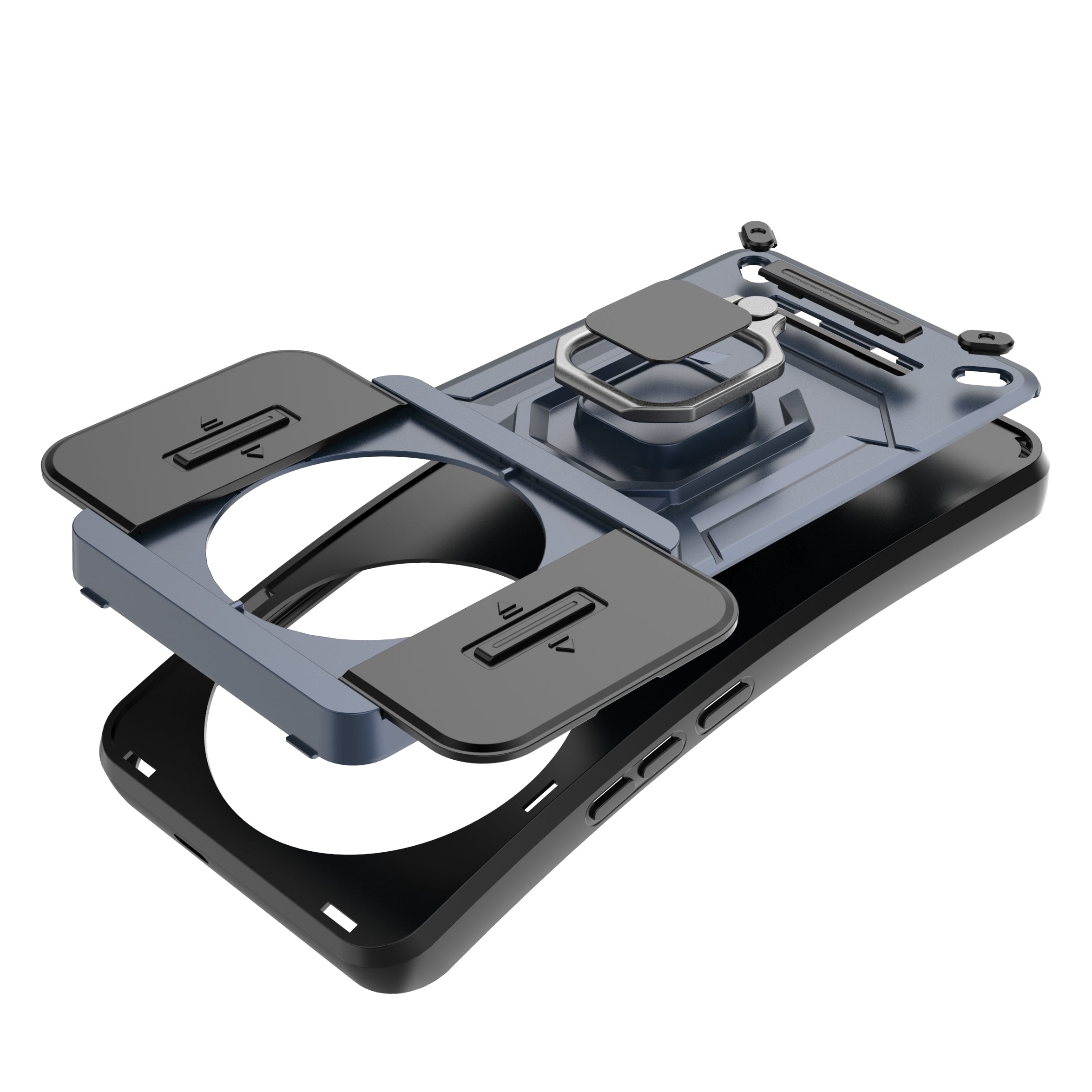 For Xiaomi 14 Ultra Case PC+TPU Kickstand Phone Shell with Slide Lens Cover
