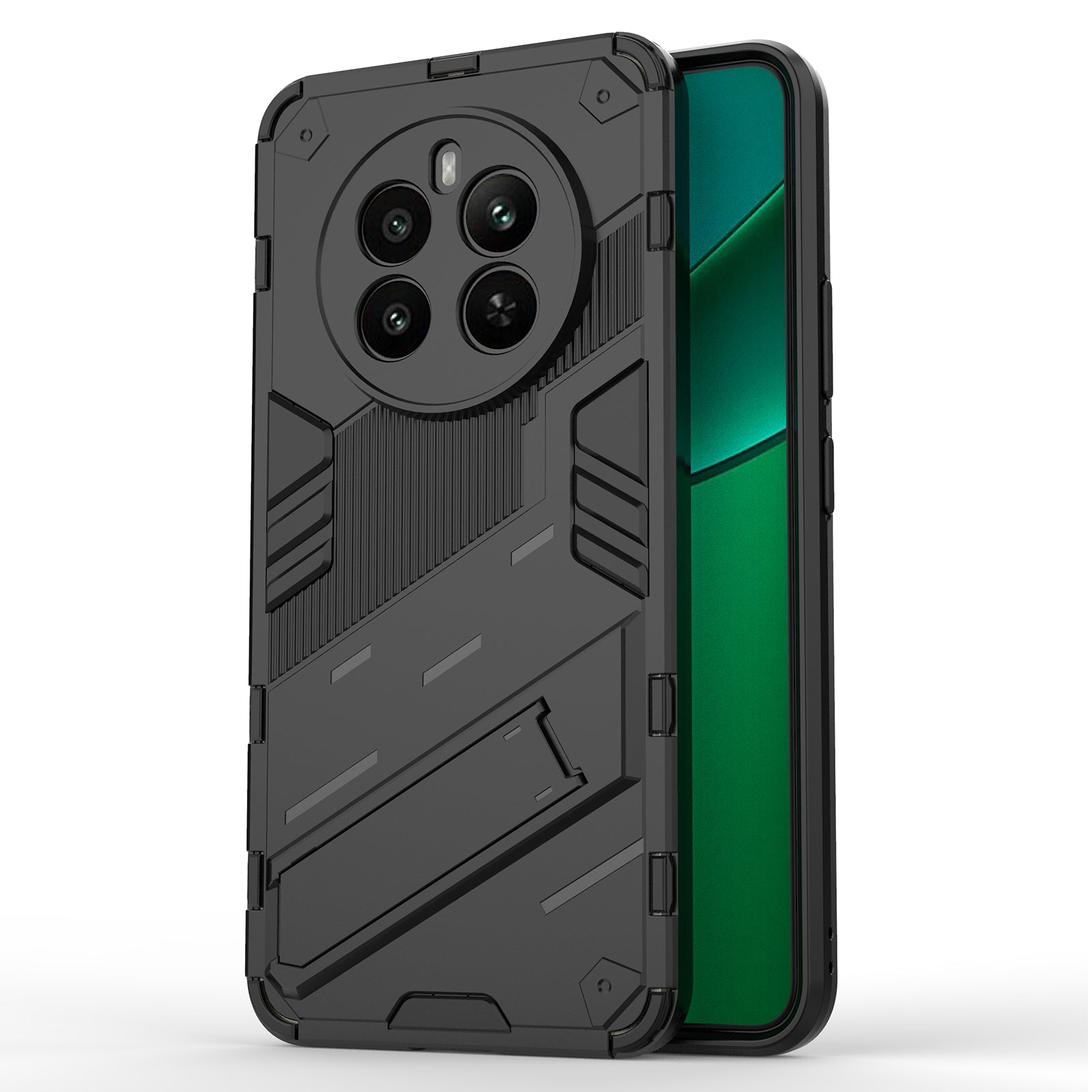 For Realme 12+ 5G Case Kickstand PC+TPU Protective Tough Phone Cover