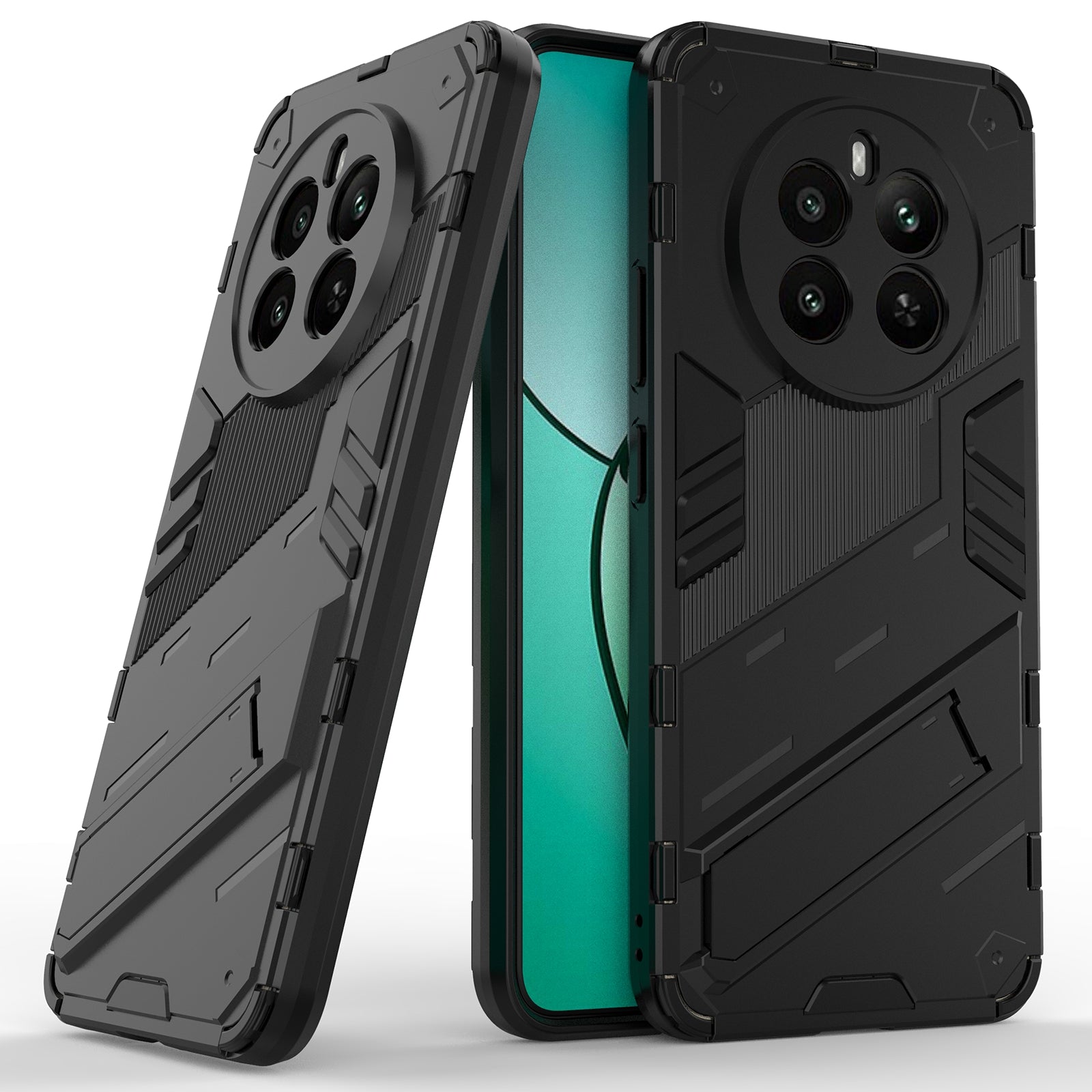 For Realme 12+ 5G Case Kickstand PC+TPU Protective Tough Phone Cover