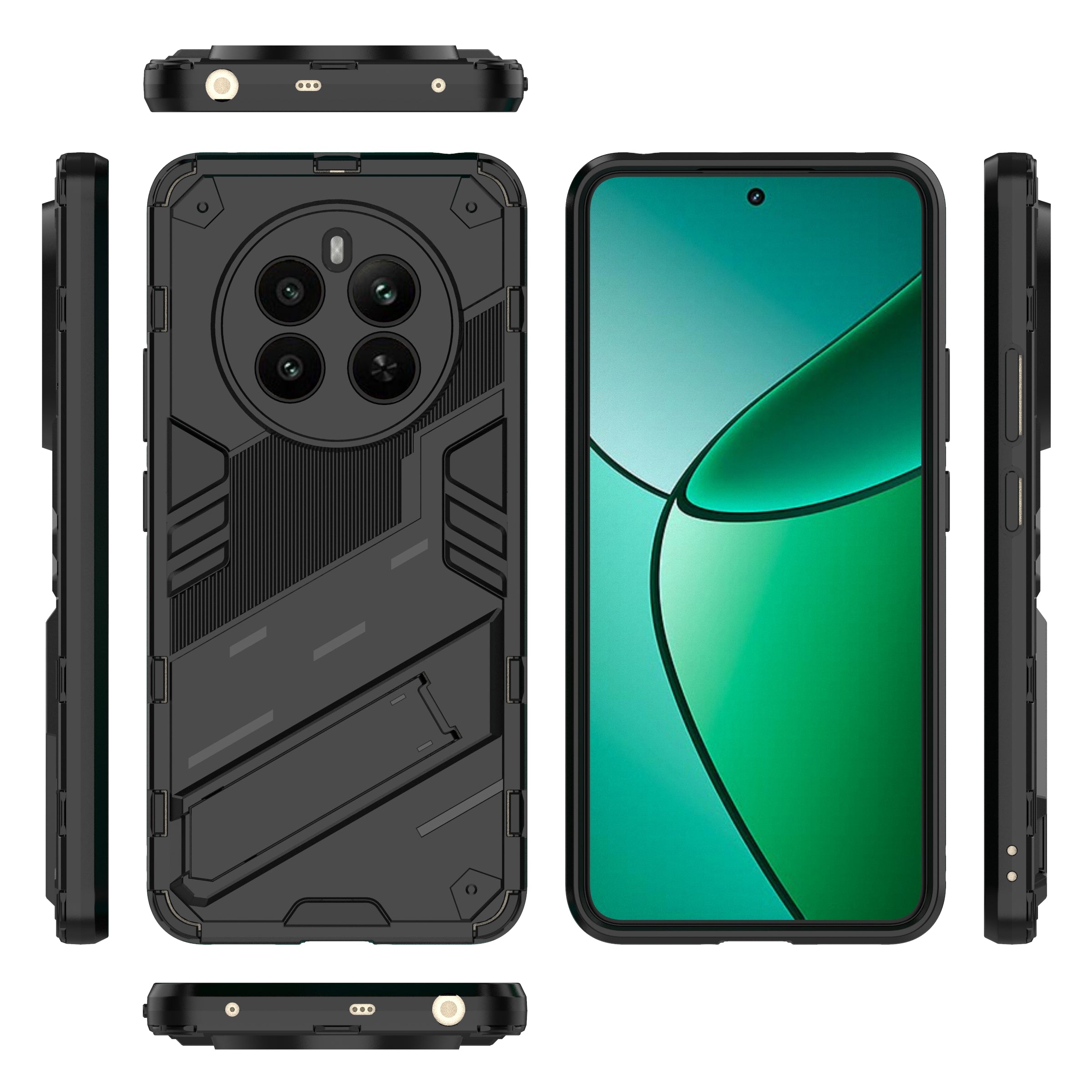 For Realme 12+ 5G Case Kickstand PC+TPU Protective Tough Phone Cover