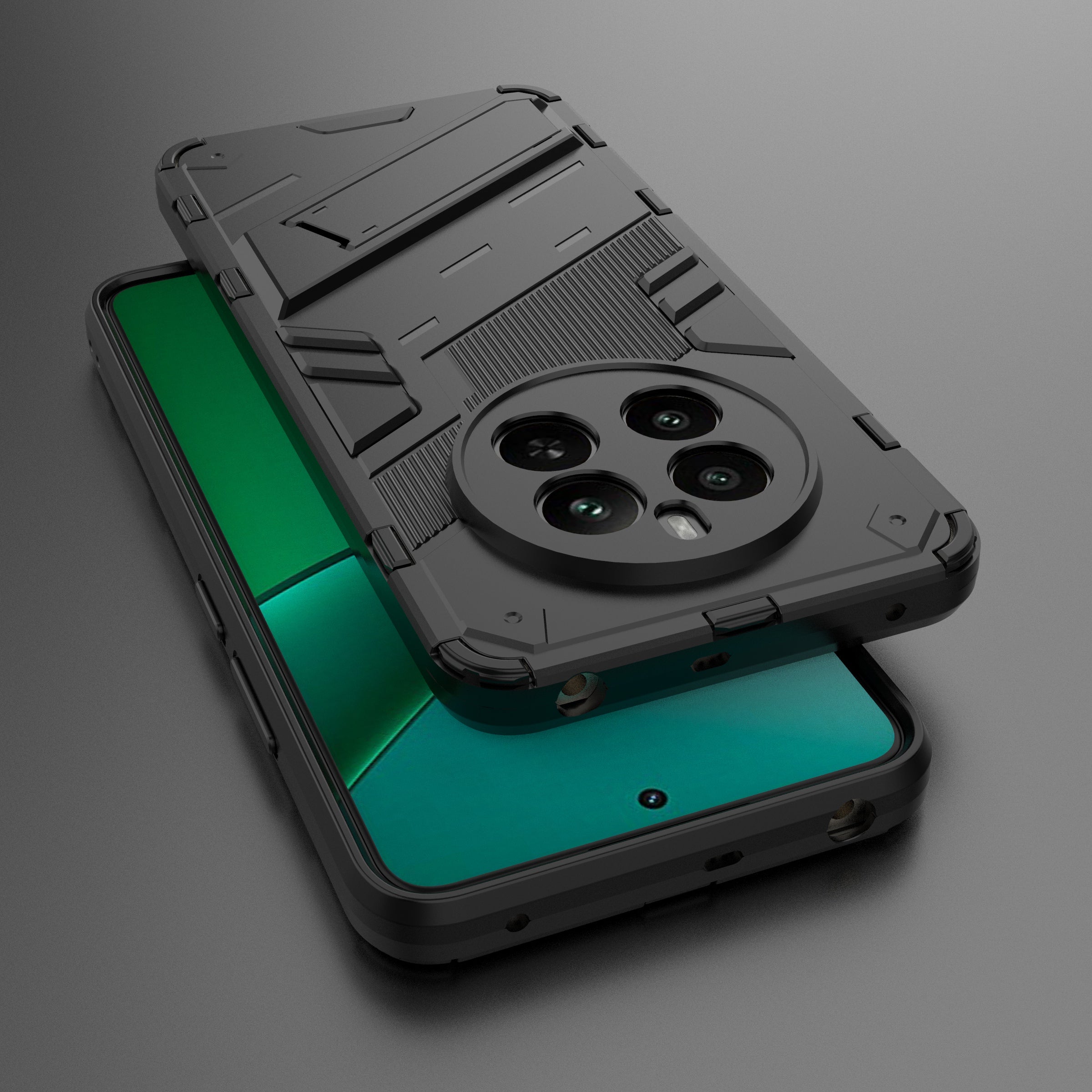 For Realme 12+ 5G Case Kickstand PC+TPU Protective Tough Phone Cover