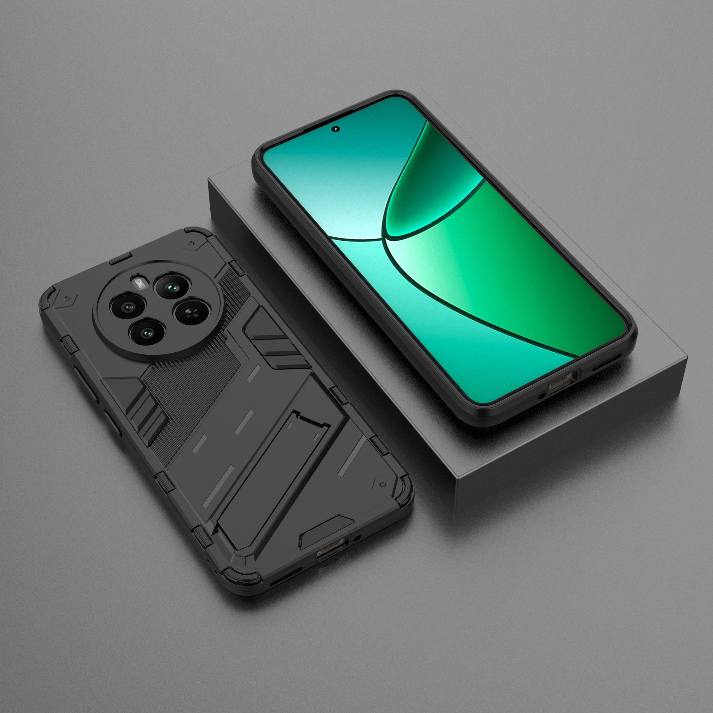 For Realme 12+ 5G Case Kickstand PC+TPU Protective Tough Phone Cover