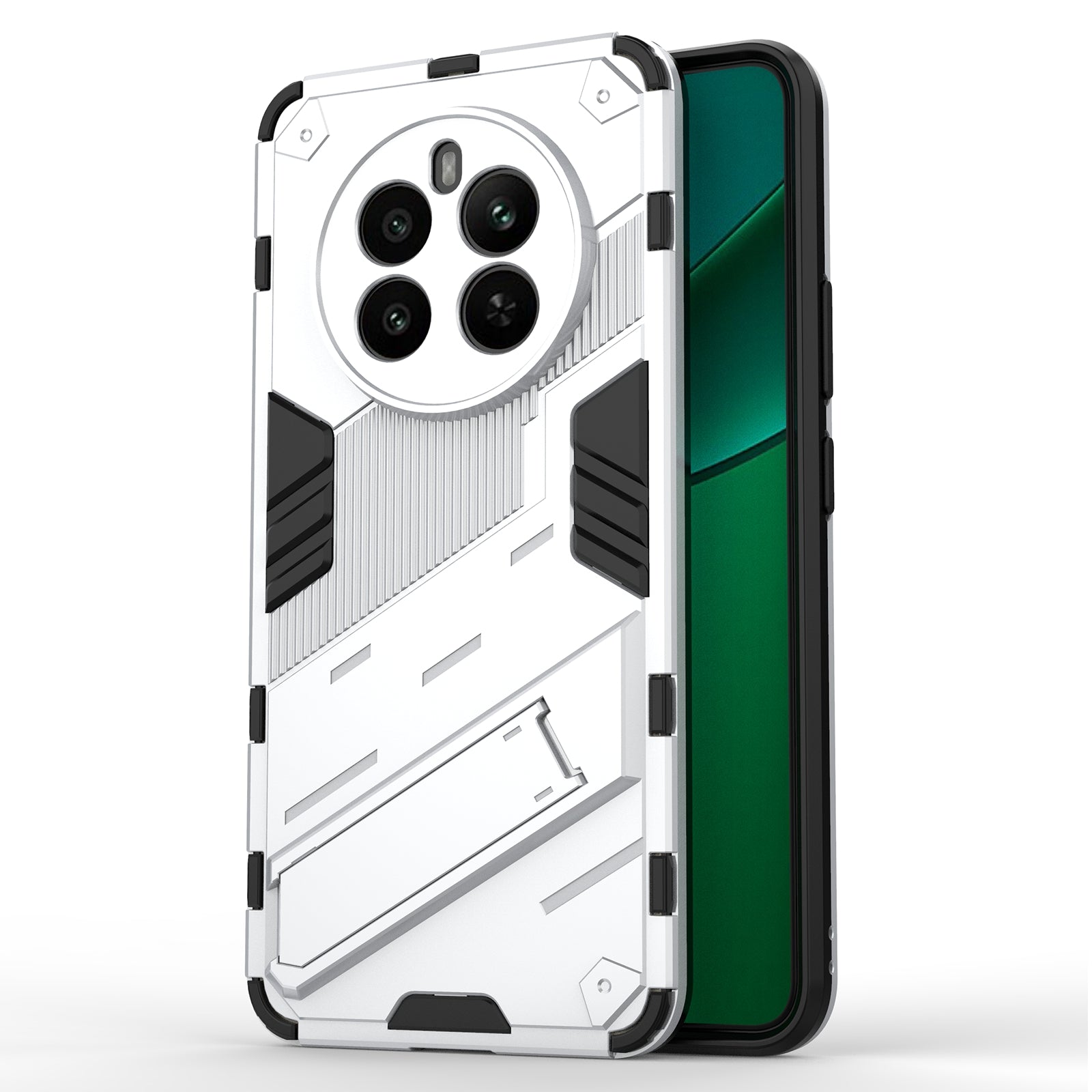 For Realme 12+ 5G Case Kickstand PC+TPU Protective Tough Phone Cover