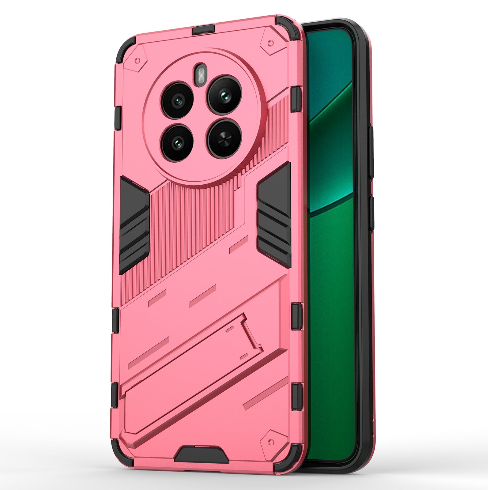 For Realme 12+ 5G Case Kickstand PC+TPU Protective Tough Phone Cover