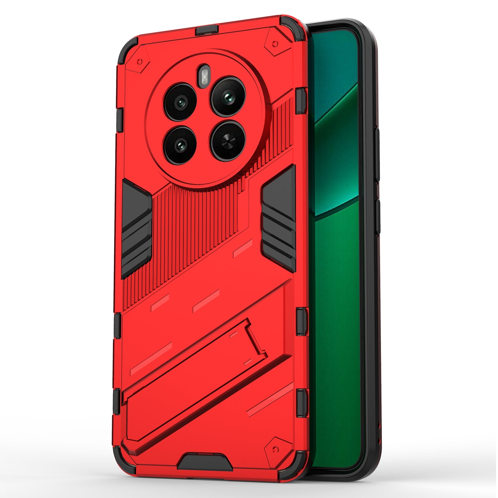 For Realme 12+ 5G Case Kickstand PC+TPU Protective Tough Phone Cover
