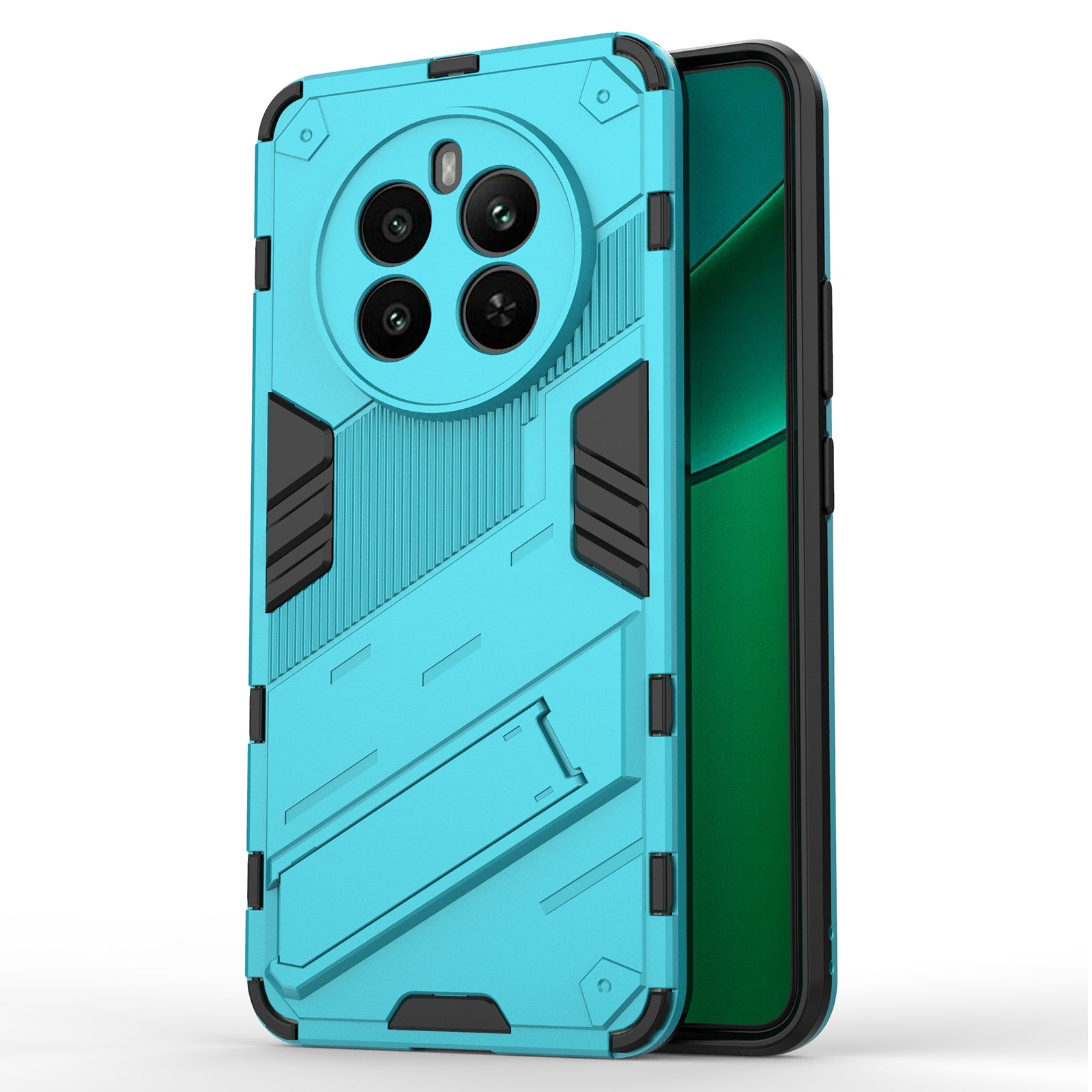 For Realme 12+ 5G Case Kickstand PC+TPU Protective Tough Phone Cover