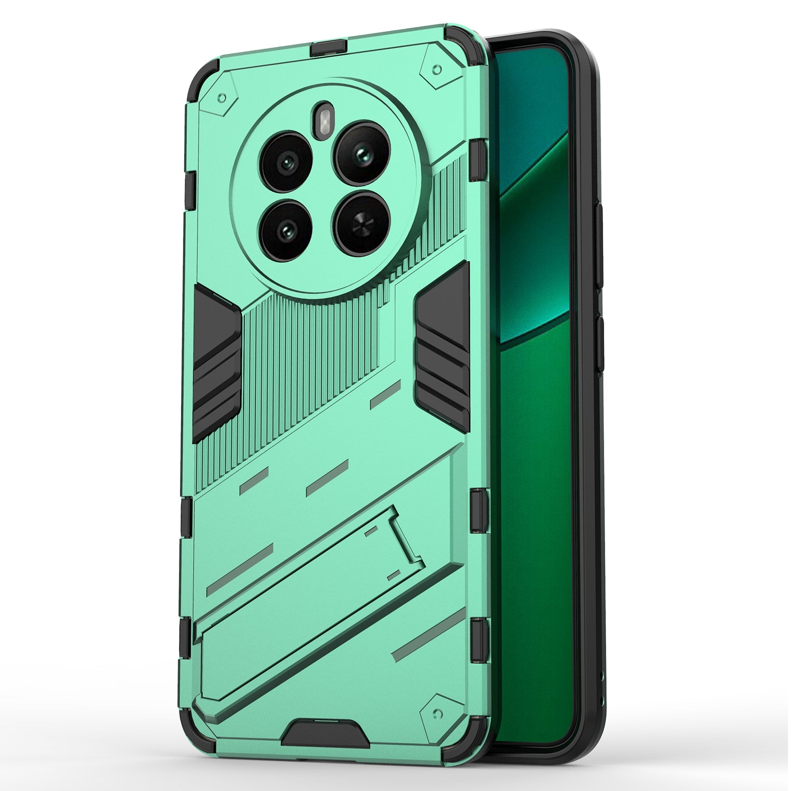 For Realme 12+ 5G Case Kickstand PC+TPU Protective Tough Phone Cover