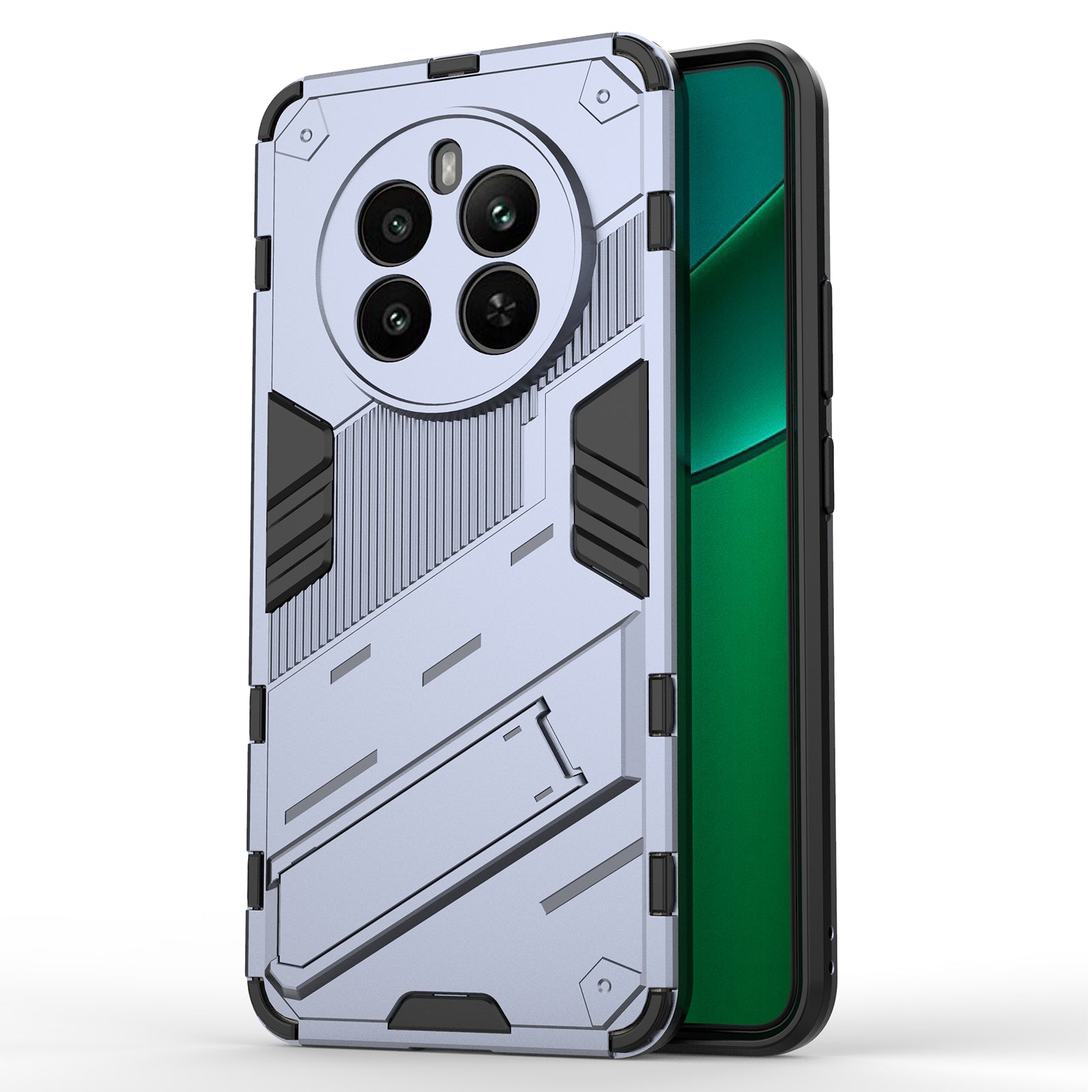 For Realme 12+ 5G Case Kickstand PC+TPU Protective Tough Phone Cover