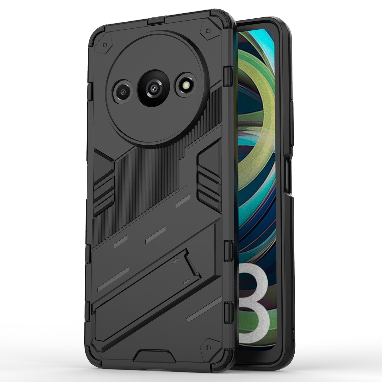 For Xiaomi Redmi A3 / Poco C61 4G Phone Cover PC+TPU Dual-Layer Protection Case Built-in Kickstand