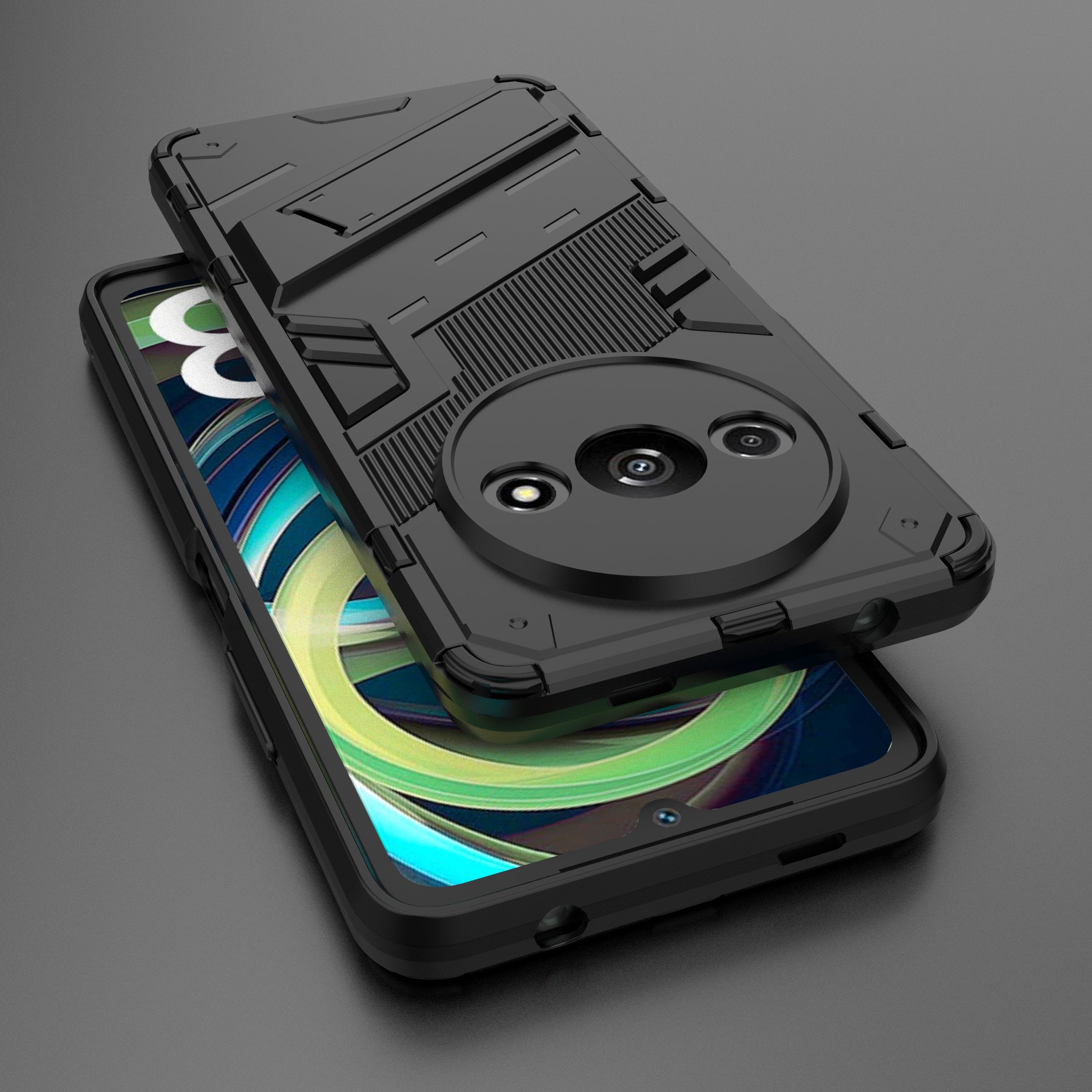For Xiaomi Redmi A3 / Poco C61 4G Phone Cover PC+TPU Dual-Layer Protection Case Built-in Kickstand