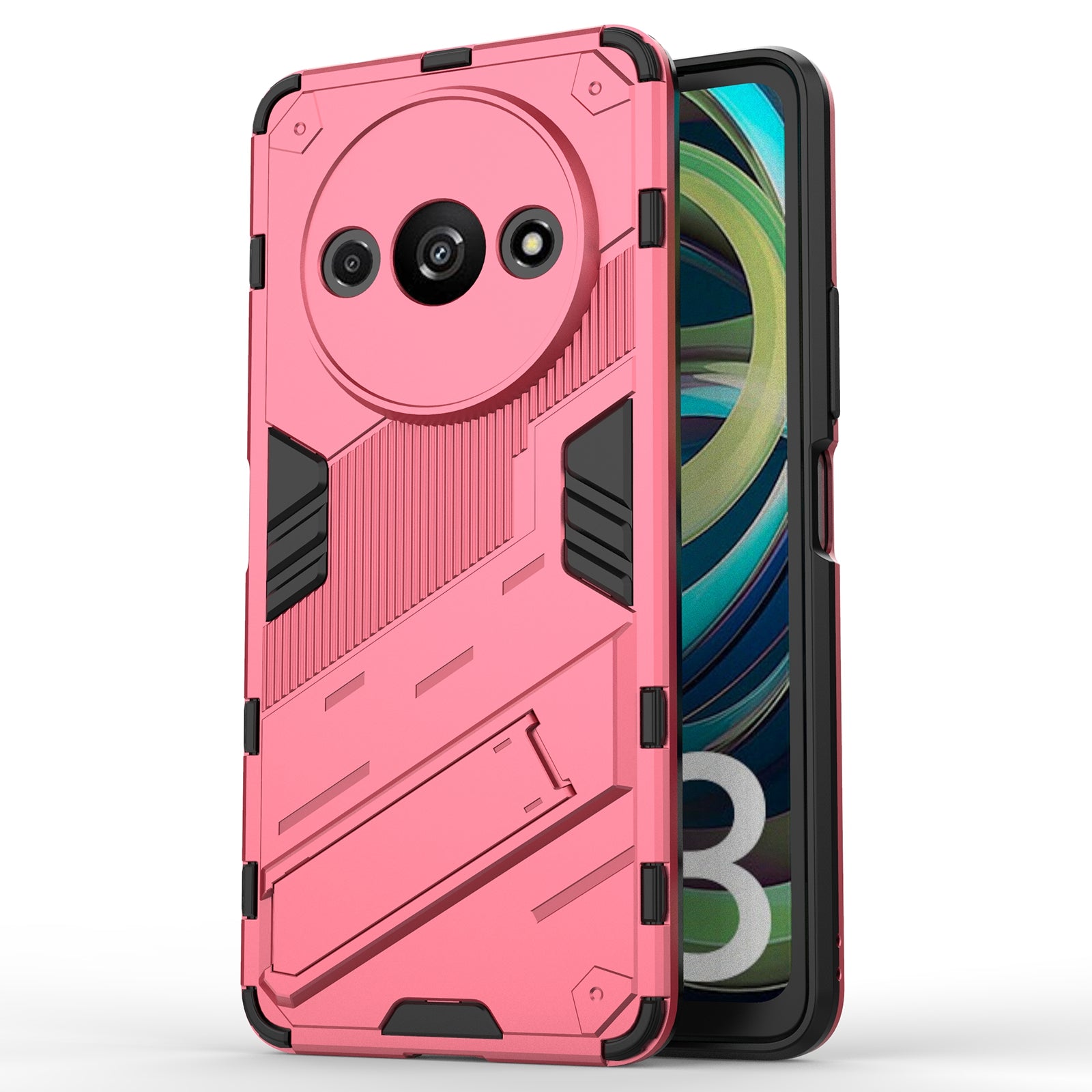 For Xiaomi Redmi A3 / Poco C61 4G Phone Cover PC+TPU Dual-Layer Protection Case Built-in Kickstand