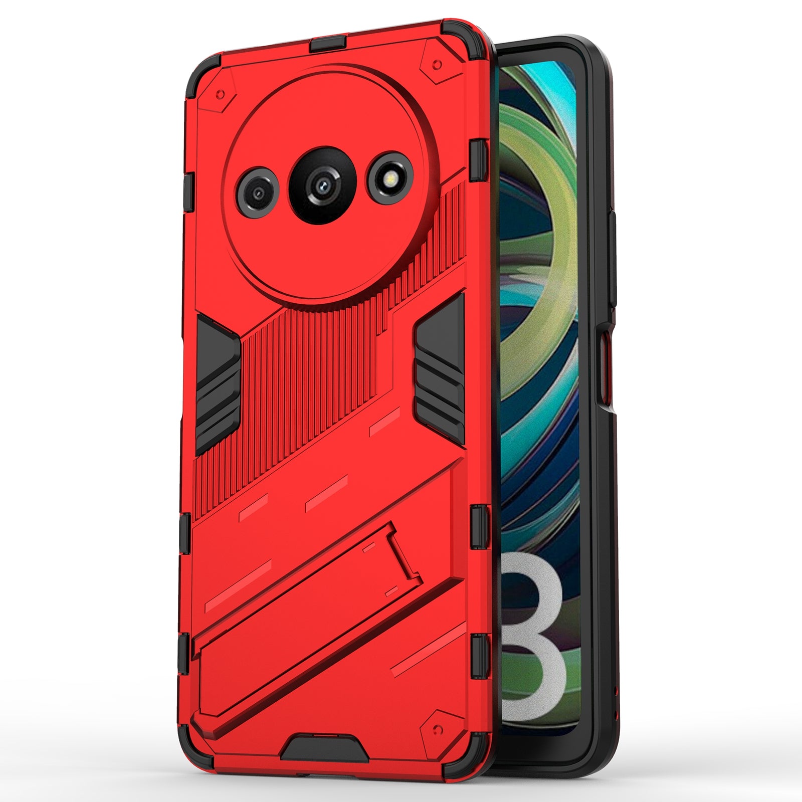 For Xiaomi Redmi A3 / Poco C61 4G Phone Cover PC+TPU Dual-Layer Protection Case Built-in Kickstand