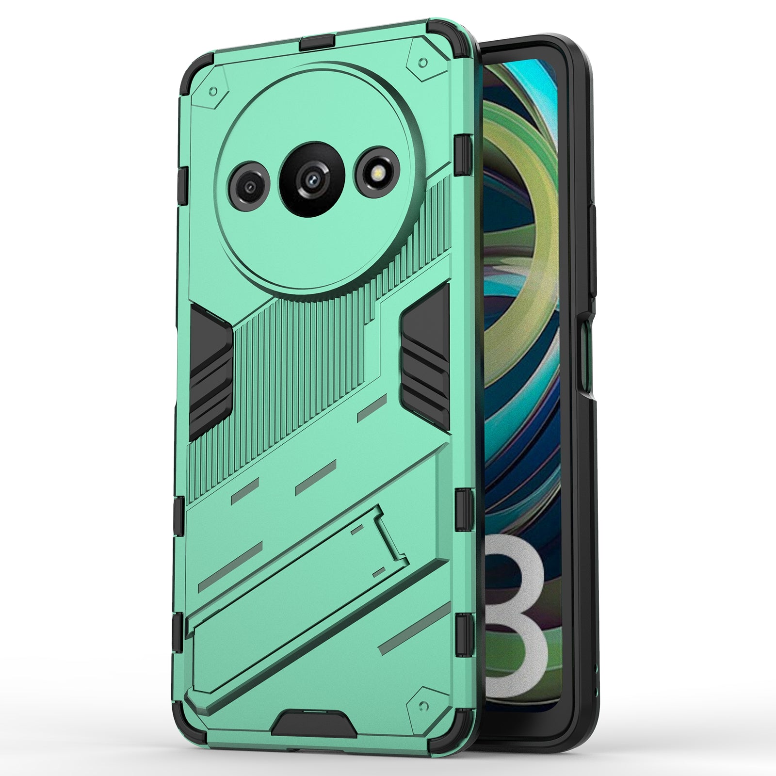 For Xiaomi Redmi A3 / Poco C61 4G Phone Cover PC+TPU Dual-Layer Protection Case Built-in Kickstand