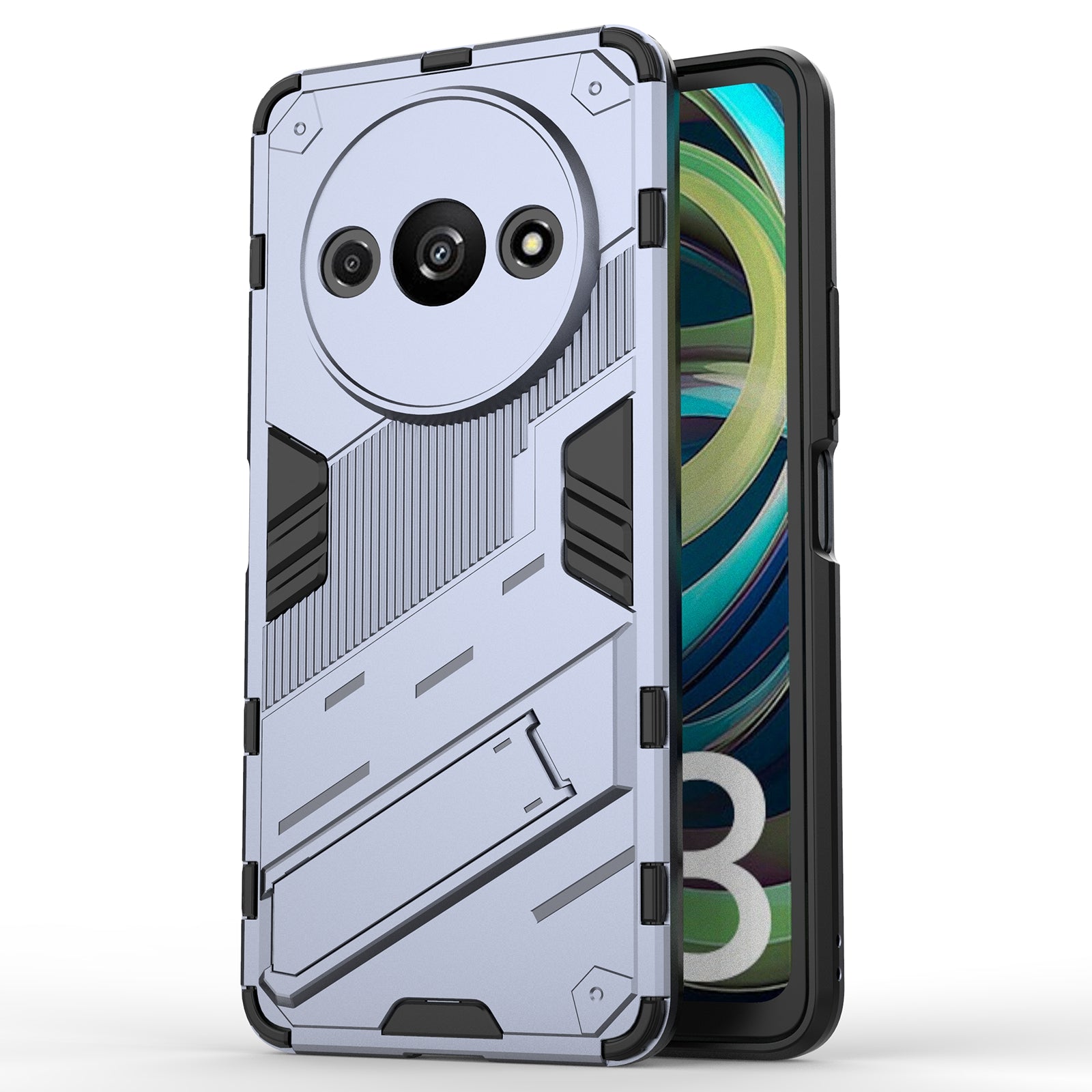 For Xiaomi Redmi A3 / Poco C61 4G Phone Cover PC+TPU Dual-Layer Protection Case Built-in Kickstand