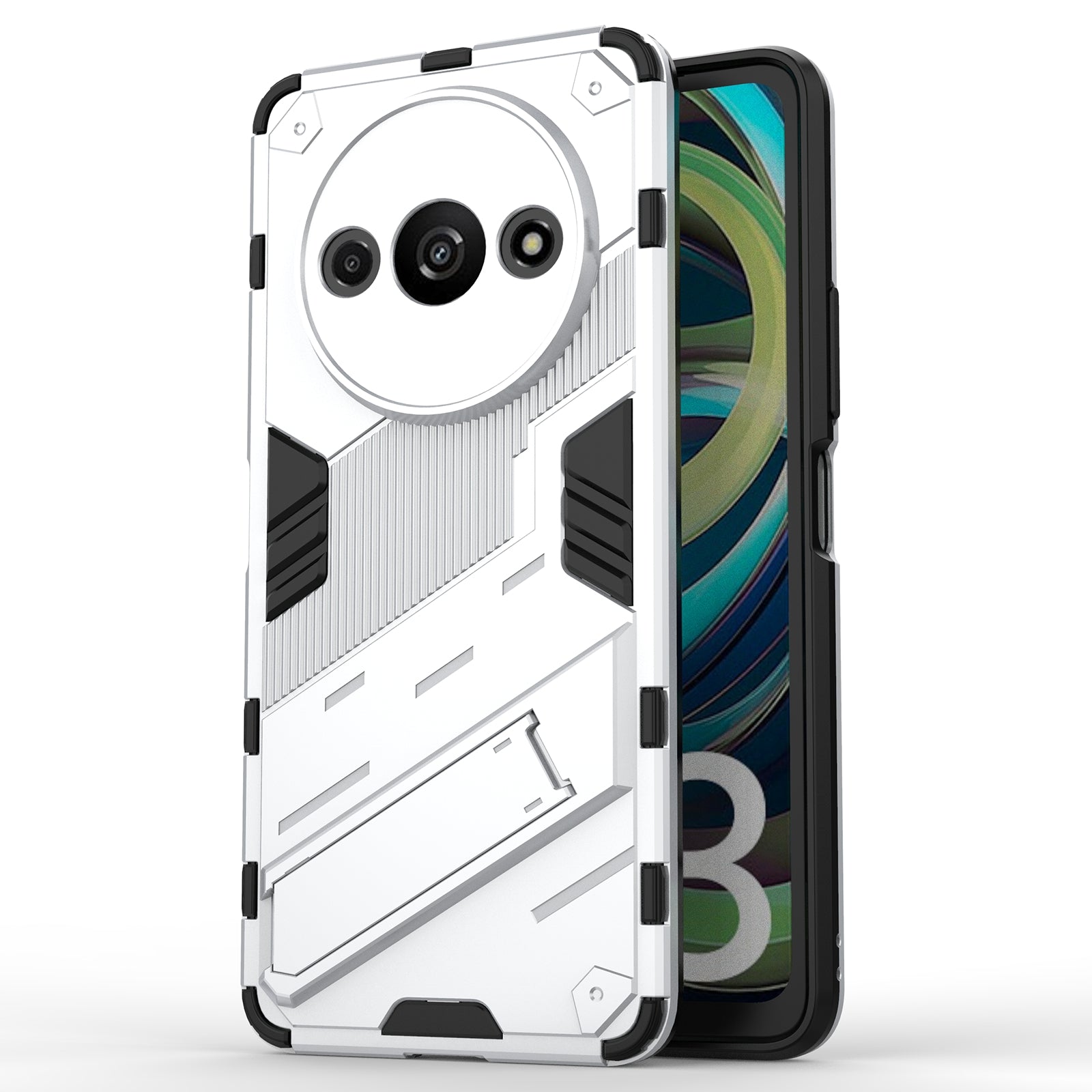 For Xiaomi Redmi A3 / Poco C61 4G Phone Cover PC+TPU Dual-Layer Protection Case Built-in Kickstand
