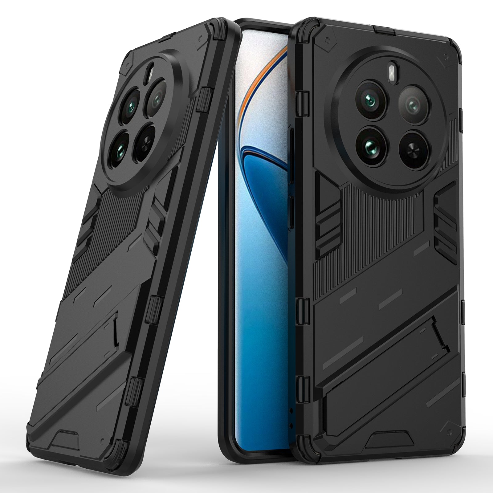 For Realme 12 Pro 5G / 12 Pro+ 5G Case PC+TPU Shockproof Armor Phone Cover with Kickstand