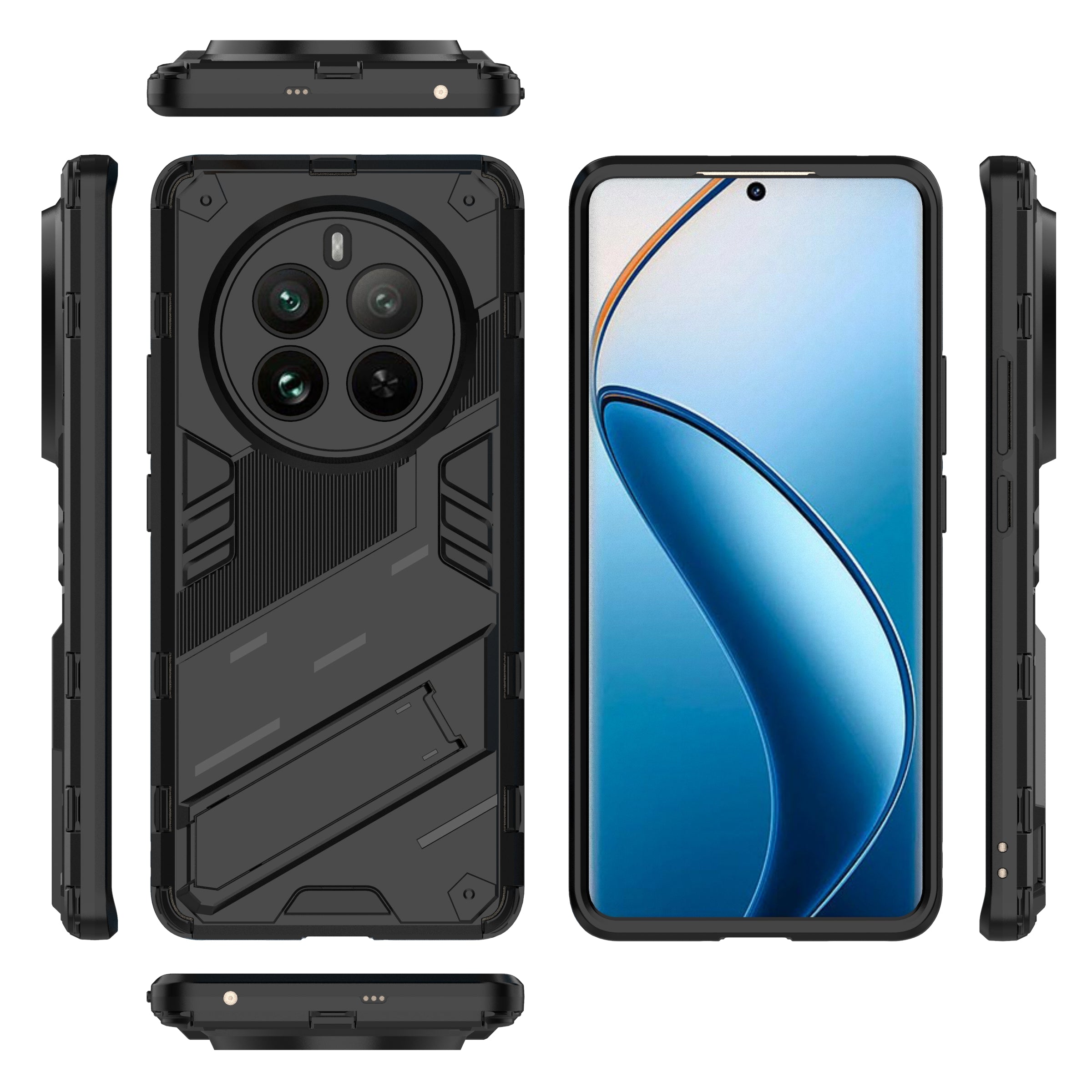For Realme 12 Pro 5G / 12 Pro+ 5G Case PC+TPU Shockproof Armor Phone Cover with Kickstand
