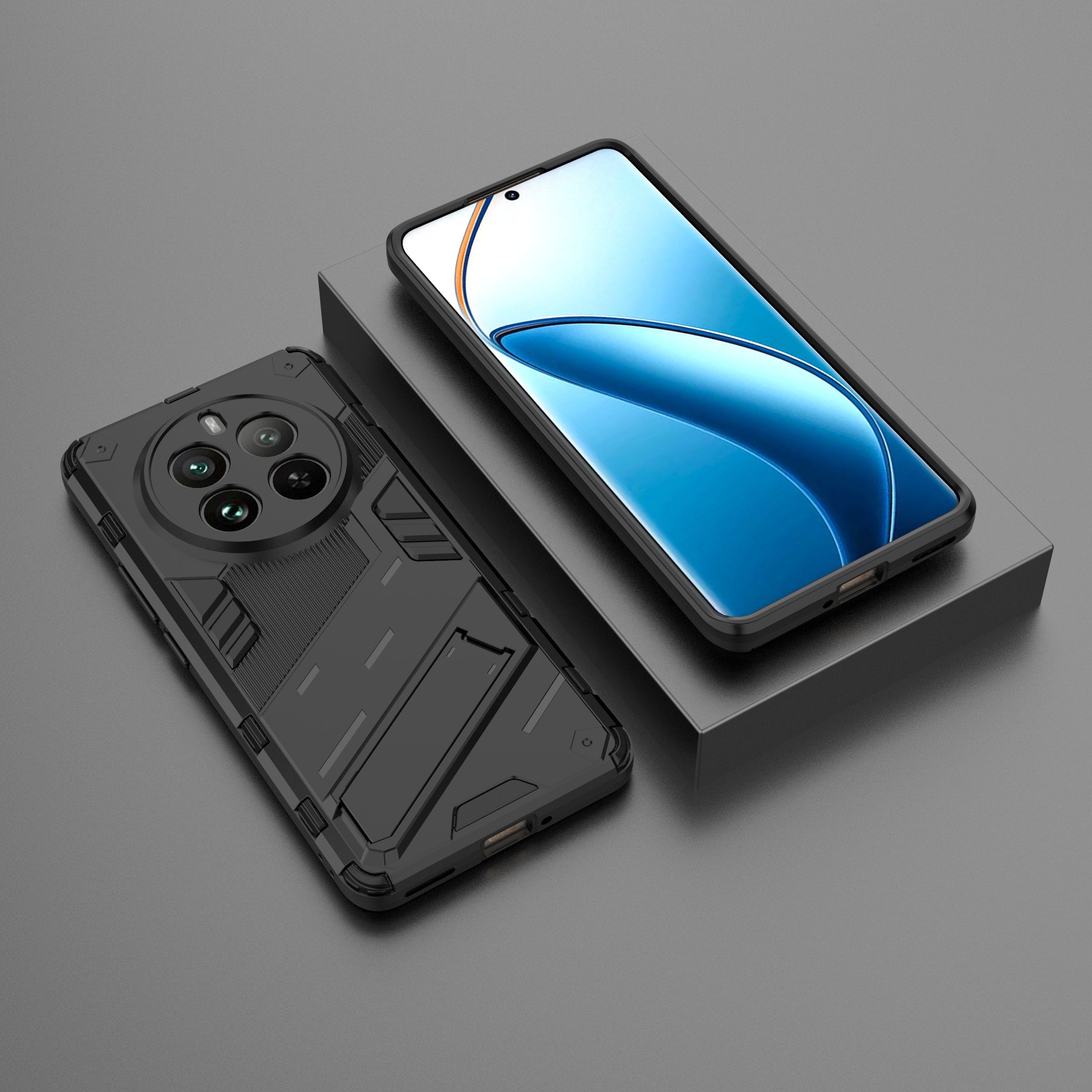For Realme 12 Pro 5G / 12 Pro+ 5G Case PC+TPU Shockproof Armor Phone Cover with Kickstand