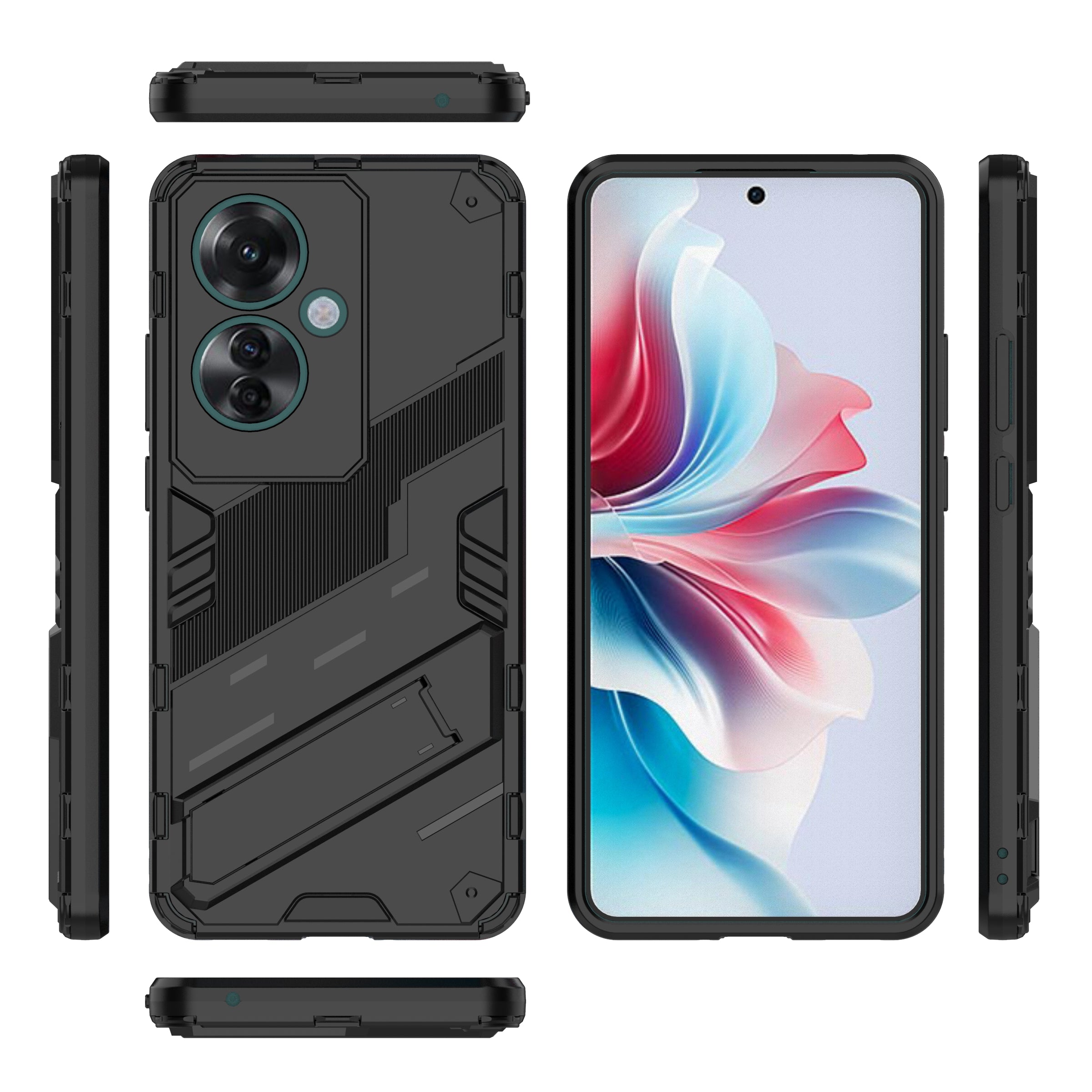 For Oppo Reno11 F 5G Kickstand Case PC+TPU Shockproof Hybrid Phone Cover