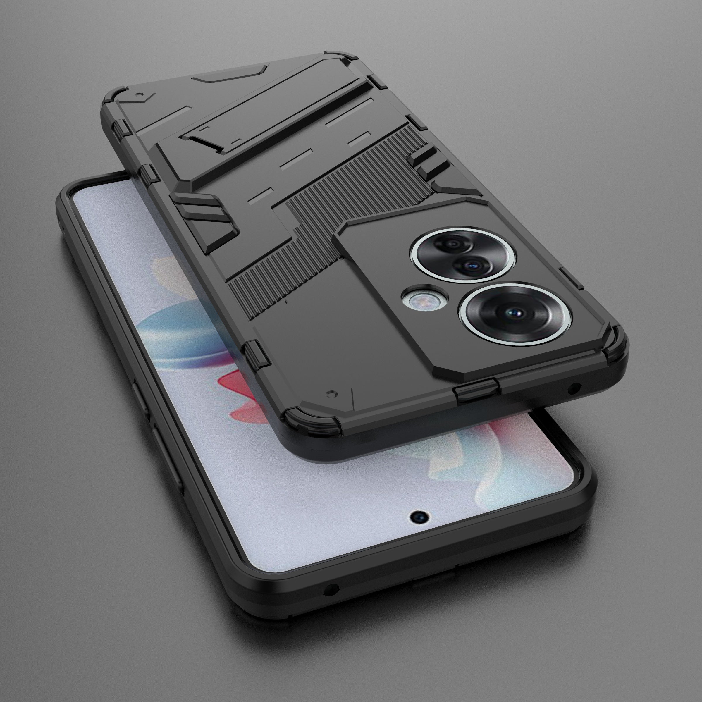 For Oppo Reno11 F 5G Kickstand Case PC+TPU Shockproof Hybrid Phone Cover
