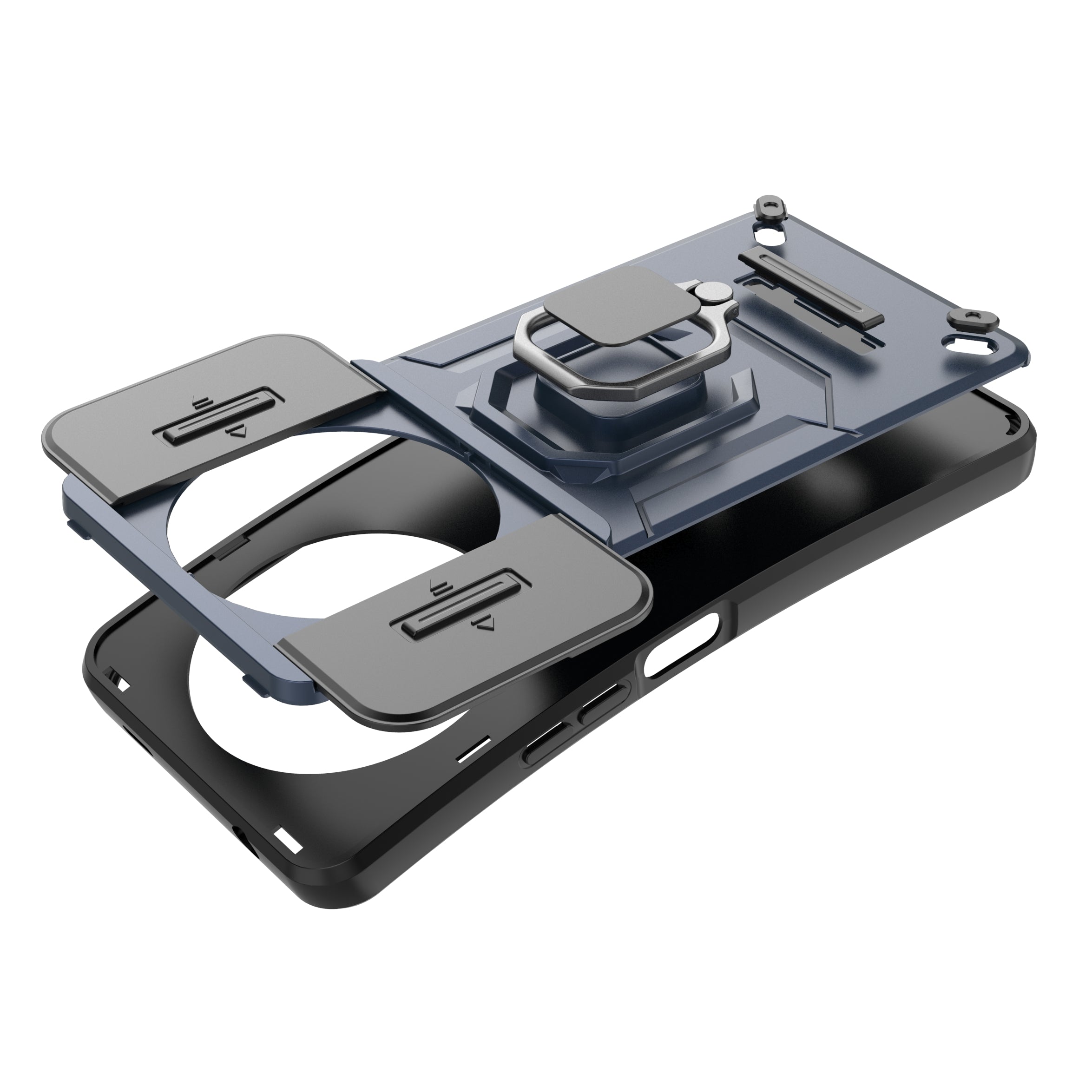 For Xiaomi Redmi A3 / Poco C61 4G Case with Slide Camera Cover Ring Kickstand PC+TPU Phone Shell Protector
