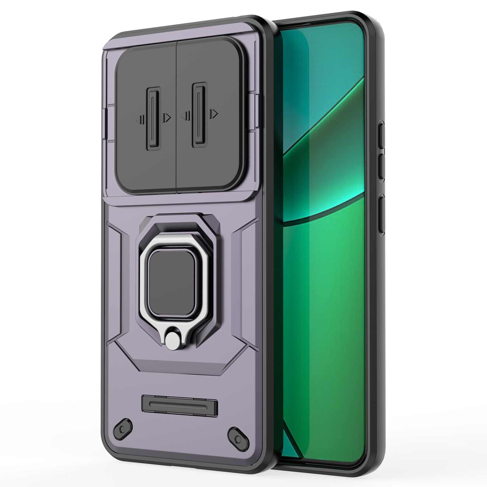 For Realme 12+ 5G Case PC+TPU Protective Phone Cover with Slide Camera Protector
