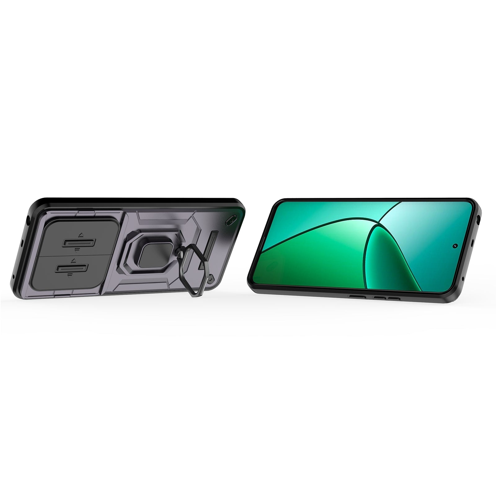 For Realme 12+ 5G Case PC+TPU Protective Phone Cover with Slide Camera Protector