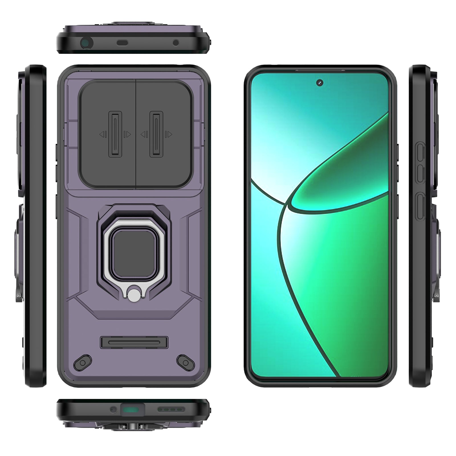 For Realme 12+ 5G Case PC+TPU Protective Phone Cover with Slide Camera Protector