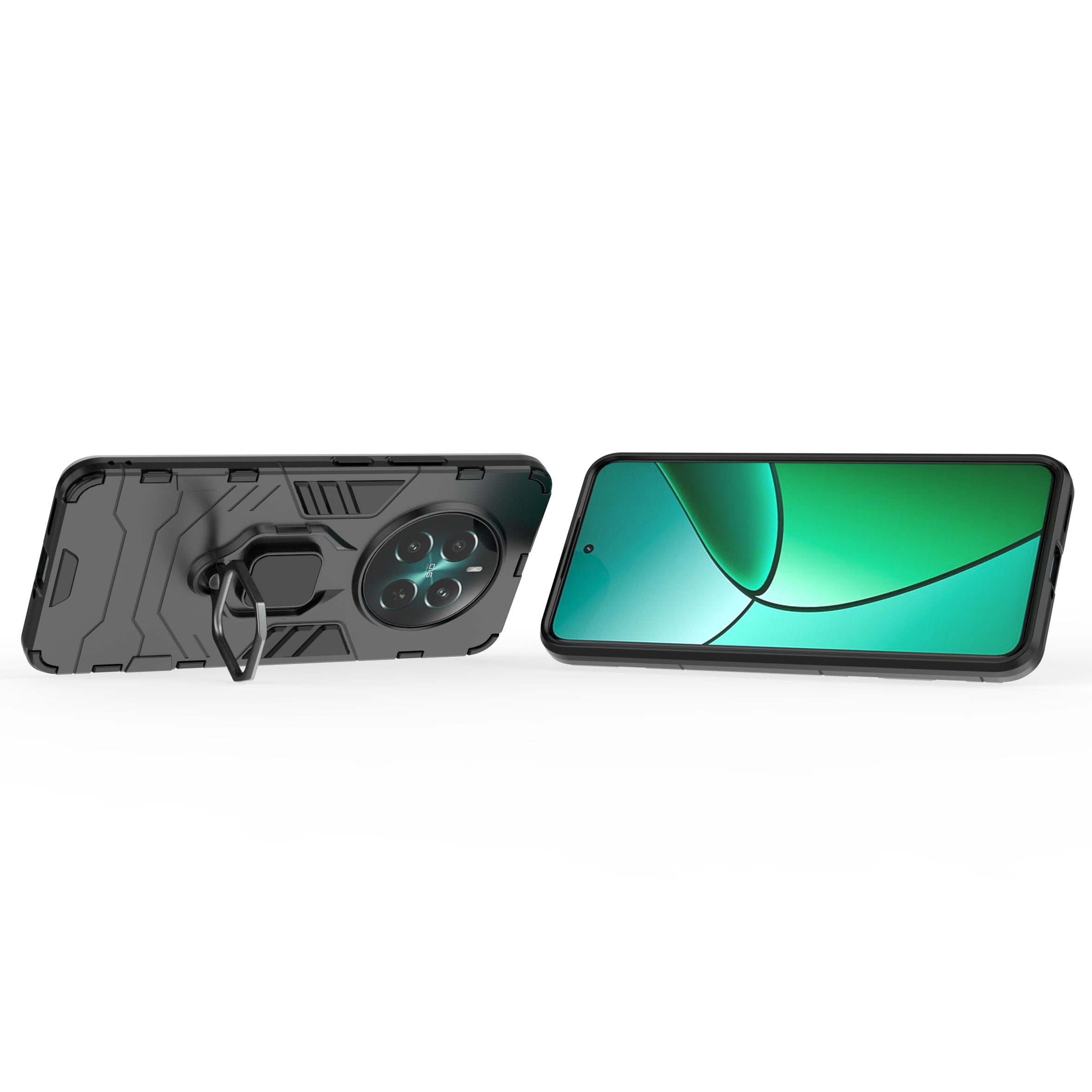 For Realme 12+ 5G Case Ring Kickstand PC+TPU Anti-Scratch Phone Cover