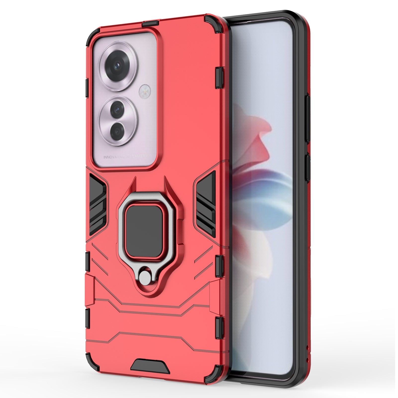 For Oppo Reno11 F 5G Case PC+TPU Dual Layer Hybrid Phone Cover with Ring Holder