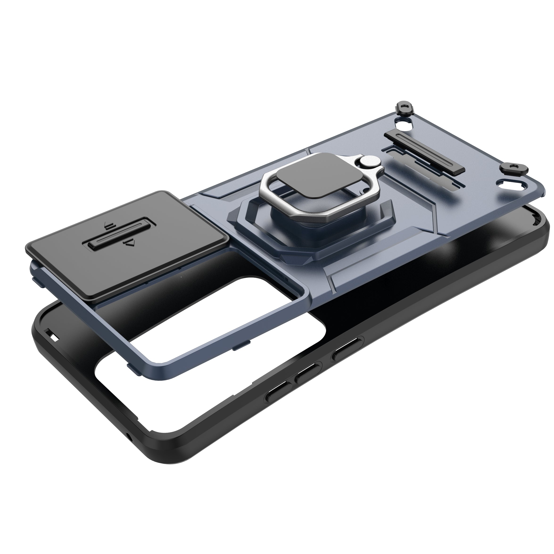 For Oppo Reno11 F 5G Case Ring Kickstand PC+TPU Back Shell with Slide Camera Cover