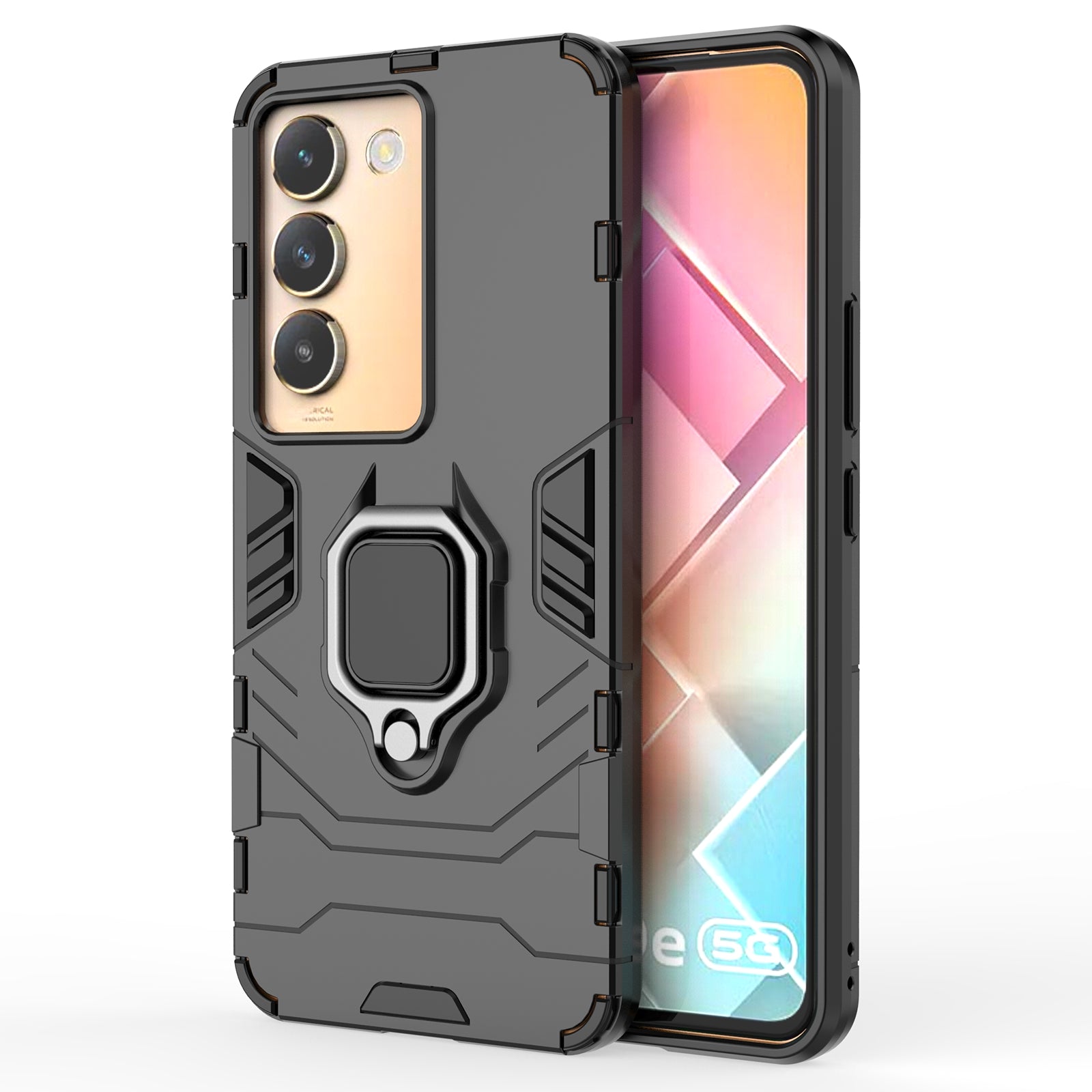 For vivo Y200e 5G Case with Bracket Kickstand PC+TPU Drop Protective Phone Cover
