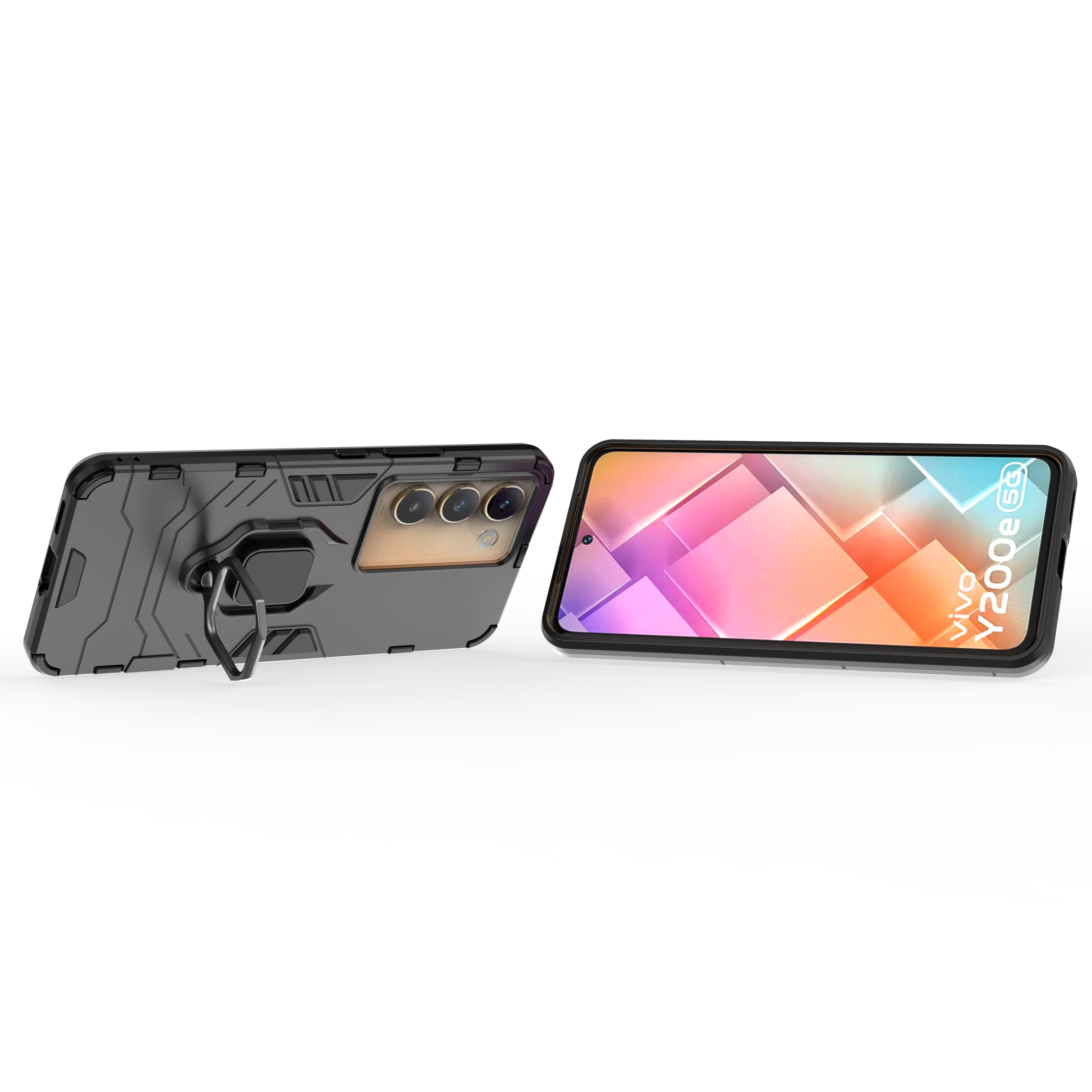 For vivo Y200e 5G Case with Bracket Kickstand PC+TPU Drop Protective Phone Cover