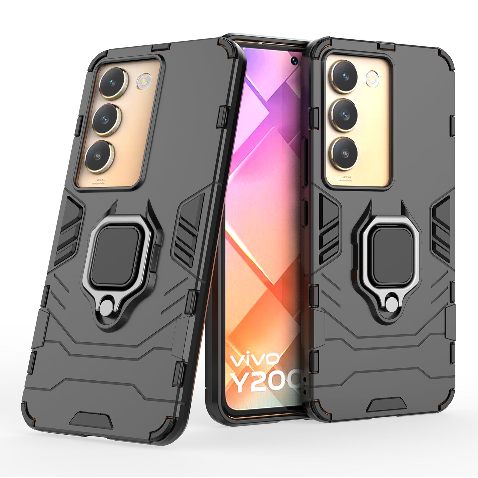 For vivo Y200e 5G Case with Bracket Kickstand PC+TPU Drop Protective Phone Cover