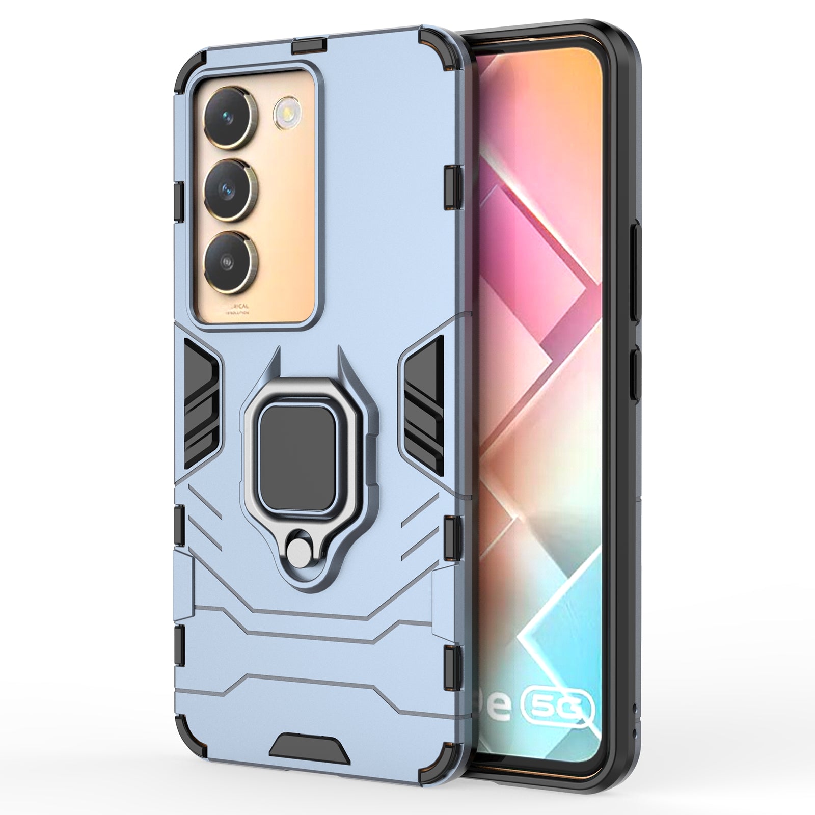For vivo Y200e 5G Case with Bracket Kickstand PC+TPU Drop Protective Phone Cover