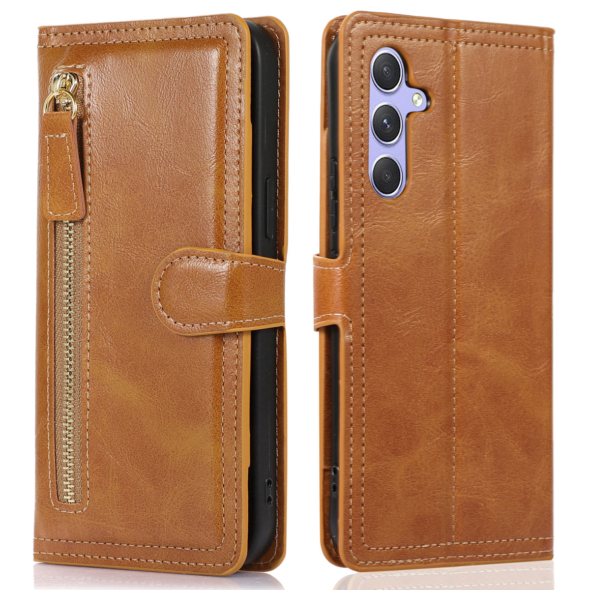 For Samsung Galaxy A35 5G Wallet Case Zipper PU Leather Stand Phone Cover