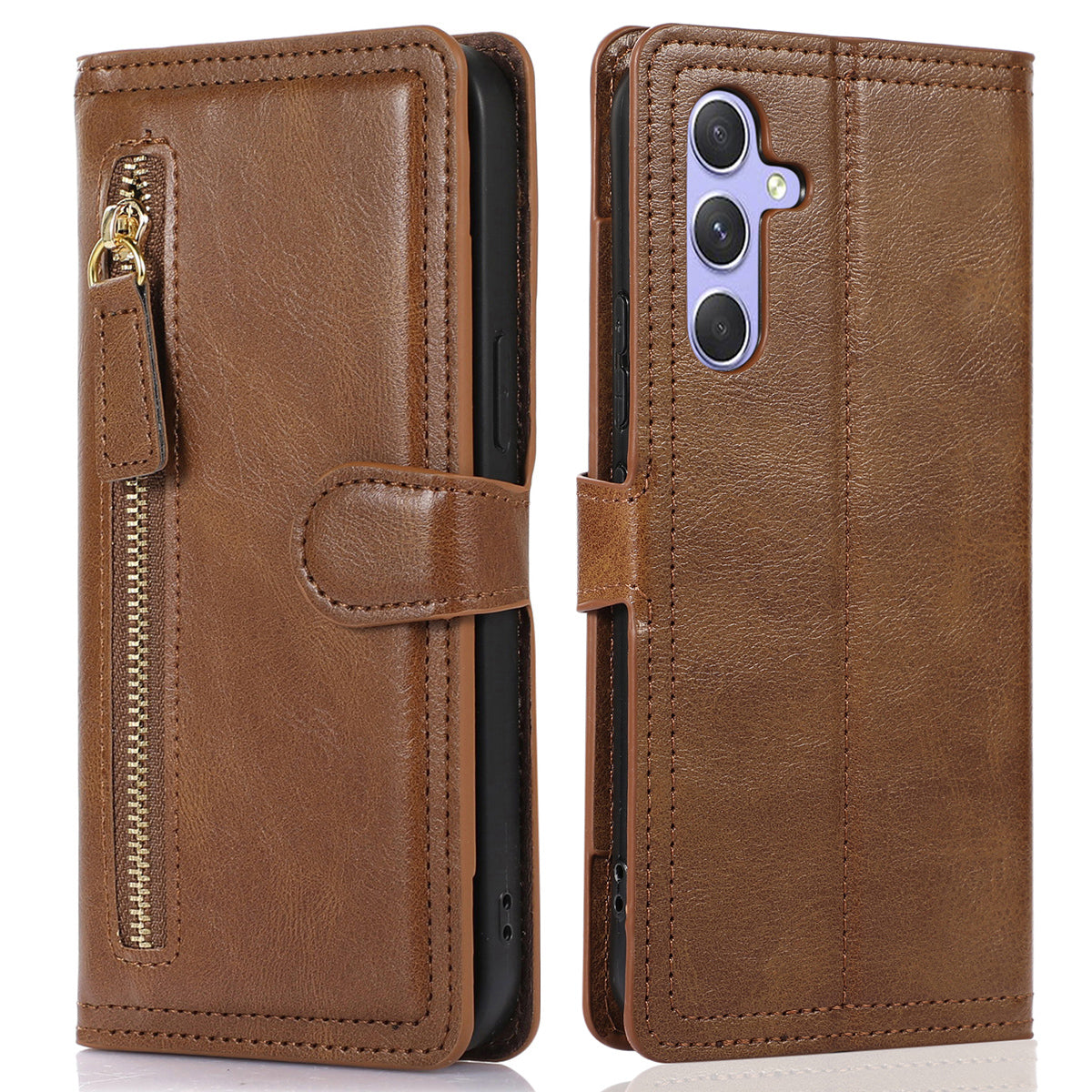 For Samsung Galaxy A35 5G Wallet Case Zipper PU Leather Stand Phone Cover