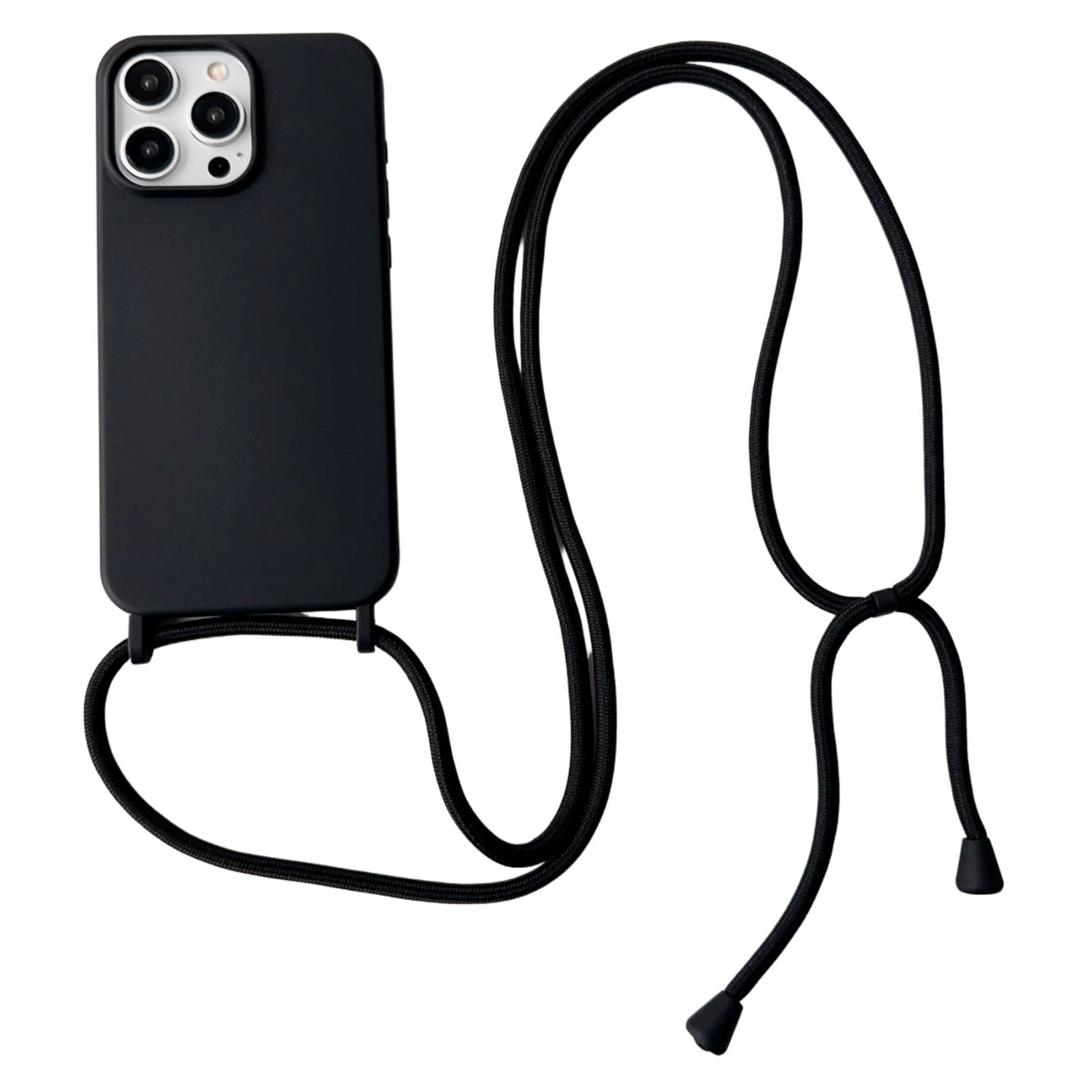 For iPhone 13 Pro Max Liquid Silicone Phone Case with Neck Strap Slim Fit Shockproof Cover