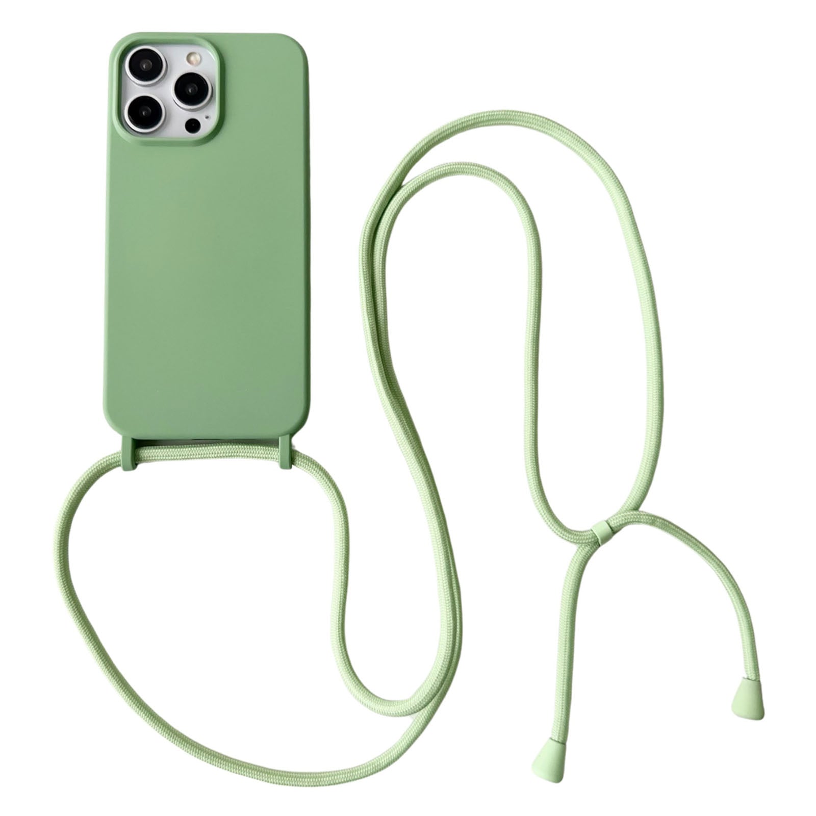 For iPhone 13 Pro Max Liquid Silicone Phone Case with Neck Strap Slim Fit Shockproof Cover