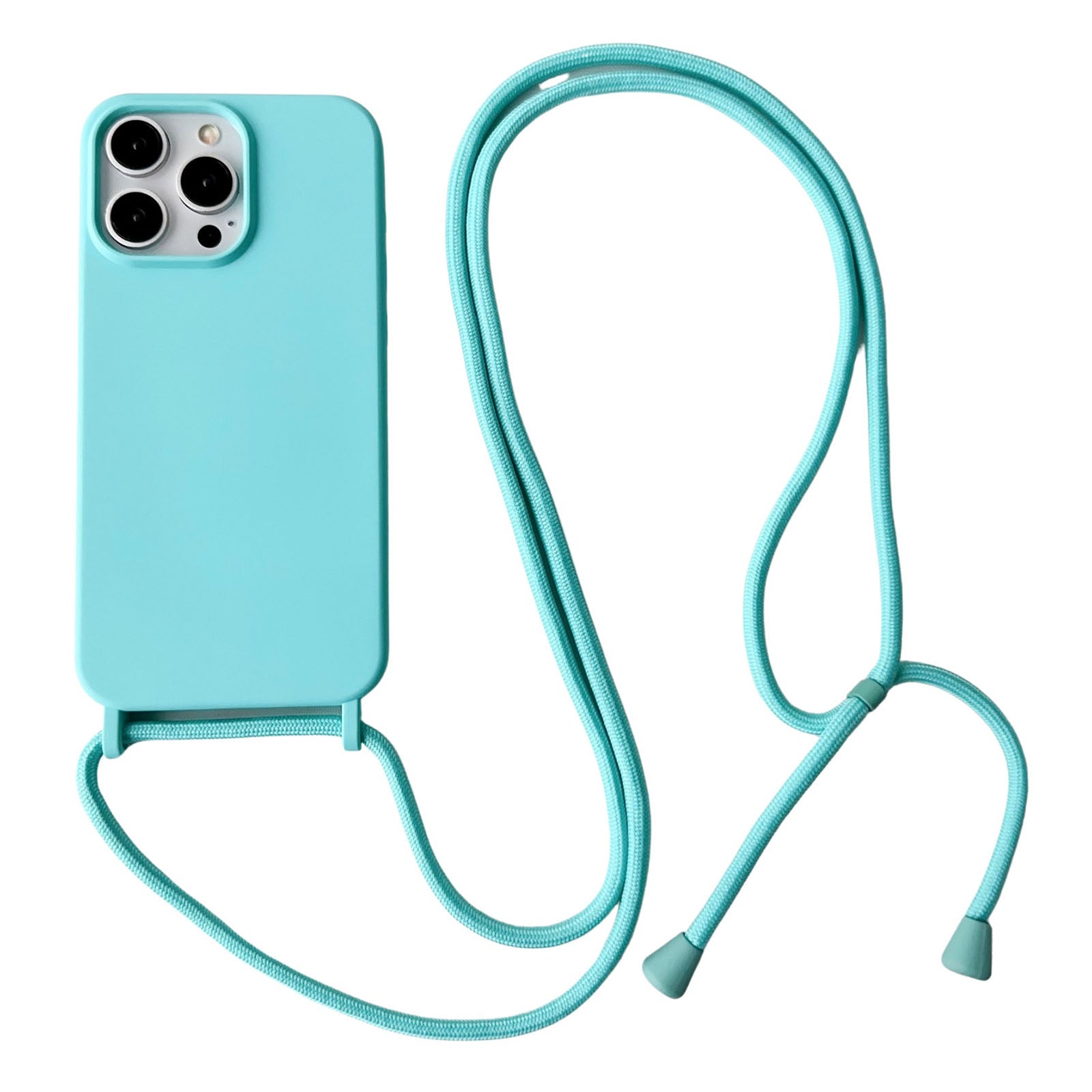 For iPhone 13 Pro Max Liquid Silicone Phone Case with Neck Strap Slim Fit Shockproof Cover