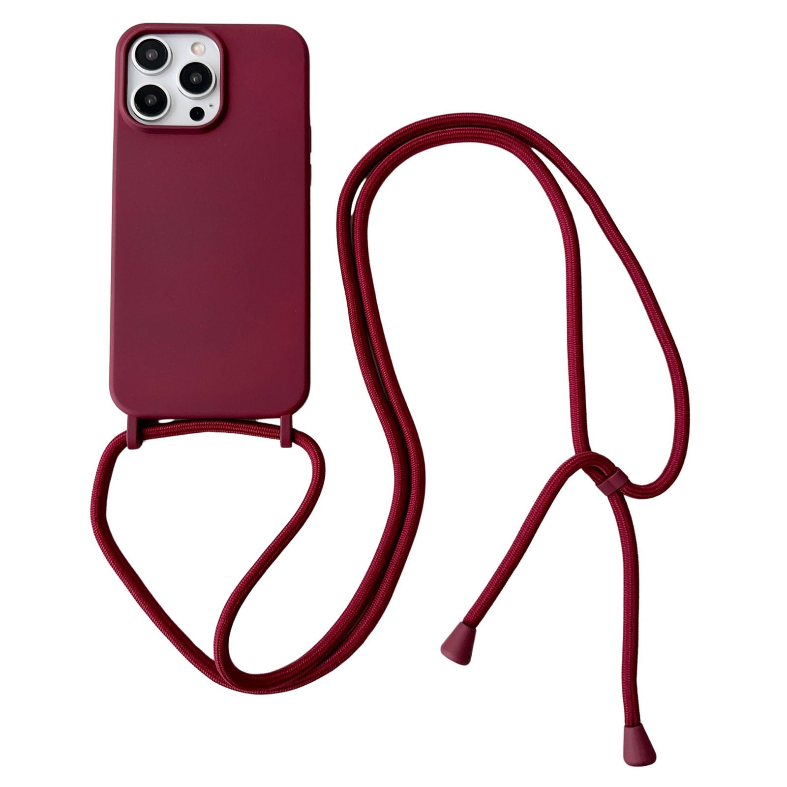 For iPhone 13 Pro Max Liquid Silicone Phone Case with Neck Strap Slim Fit Shockproof Cover
