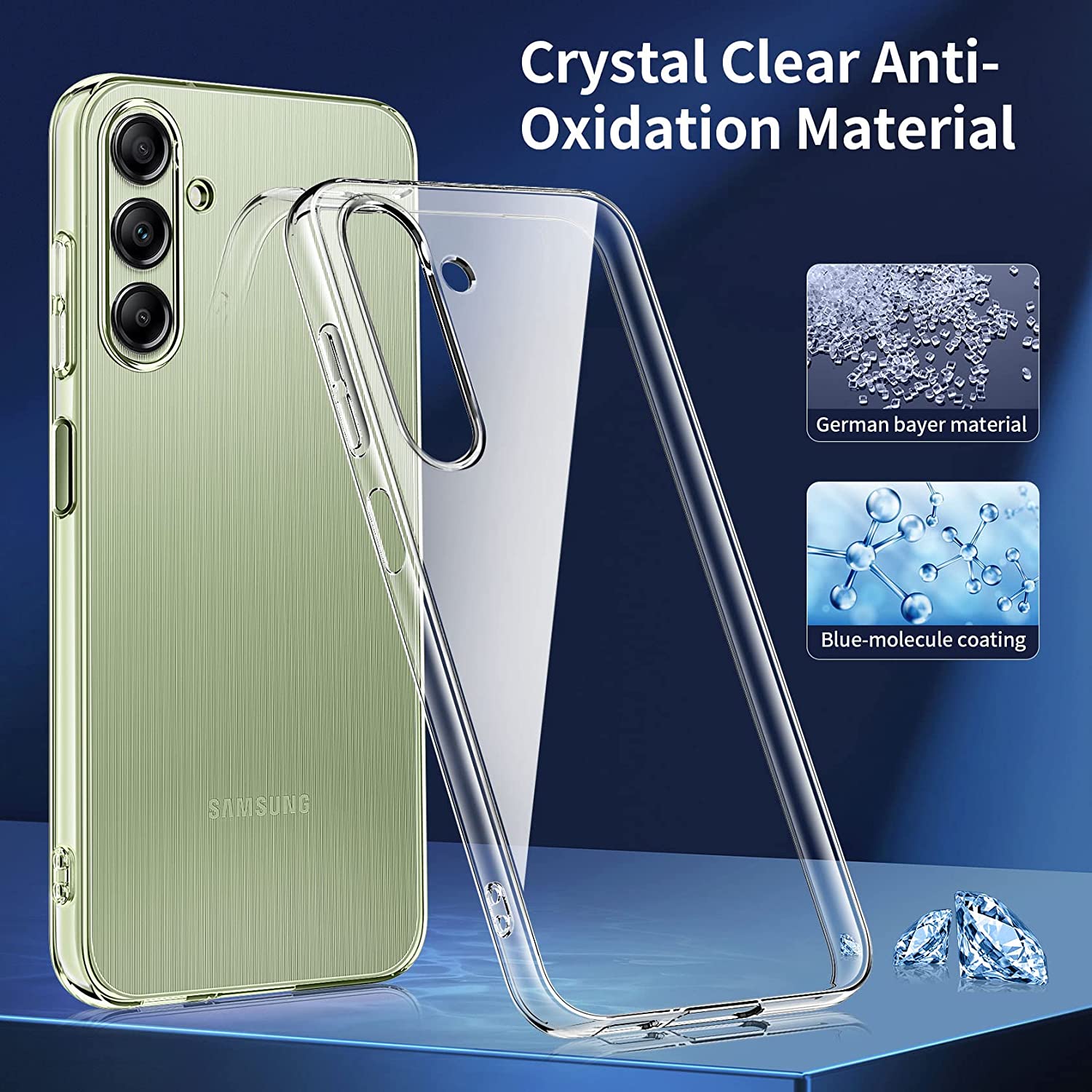 For Samsung Galaxy A24 4G (162.1 x 77.6 x 8.3mm) Case Clear TPU Phone Cover with 3Pcs Tempered Glass Screen Protector